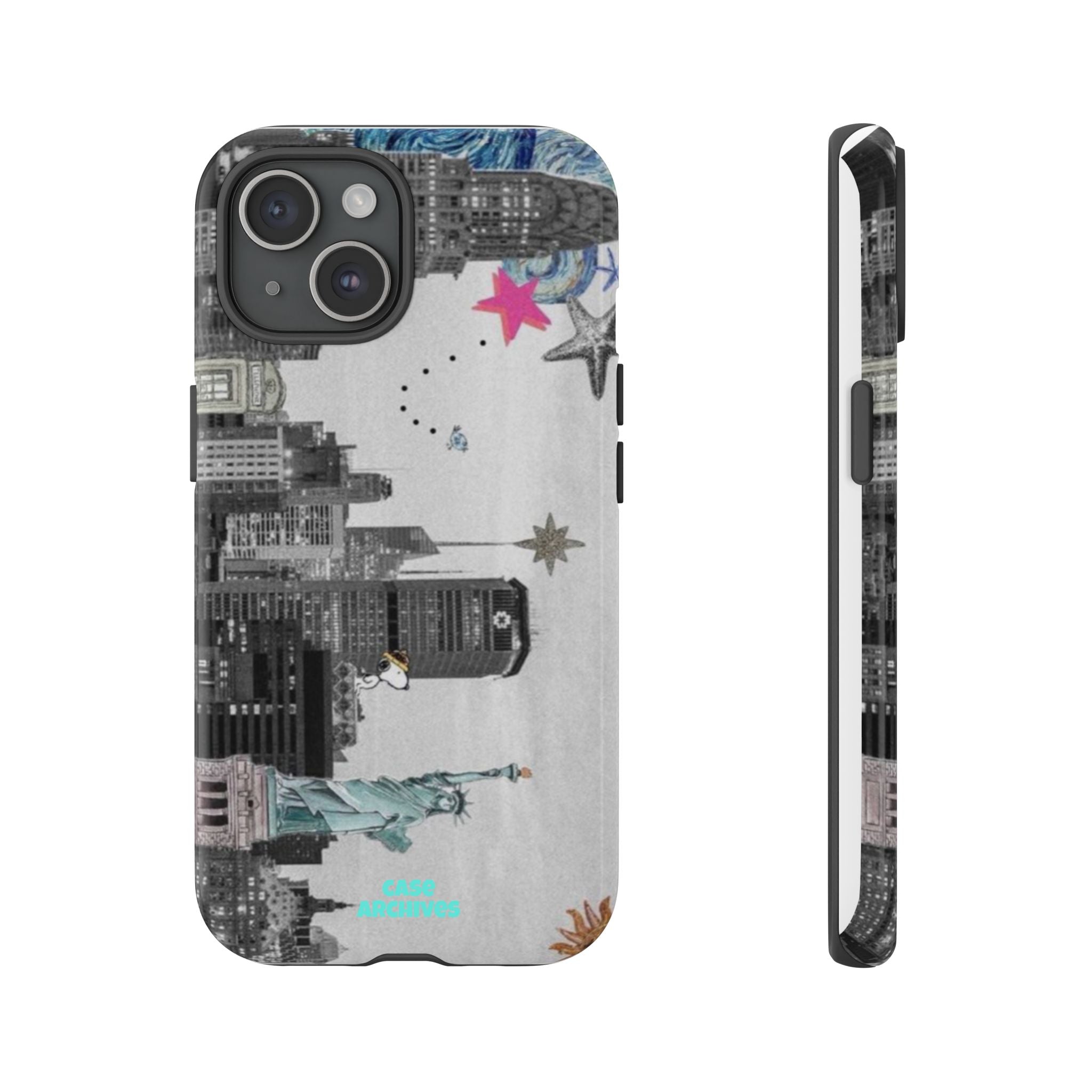 City Skyline Tough Phone Case – Statue of Liberty Urban Art Protective Cover