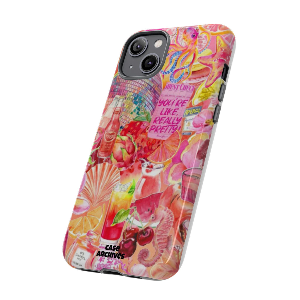 Phone Case — Pink Tropical Collage "You're Like, Really Pretty"