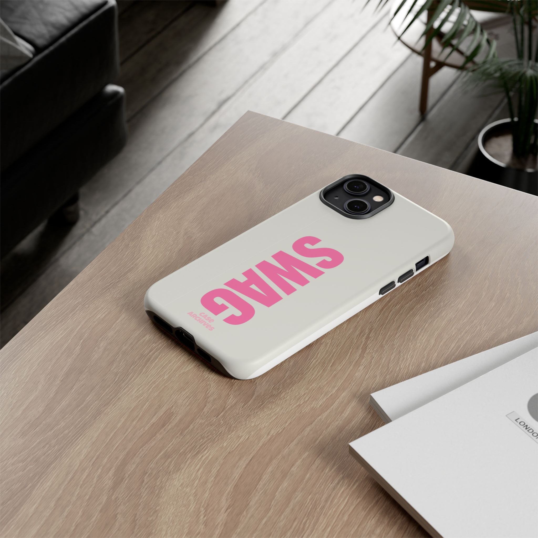 SWAG Phone Case — Bold Pink Vertical Text Tough Case
