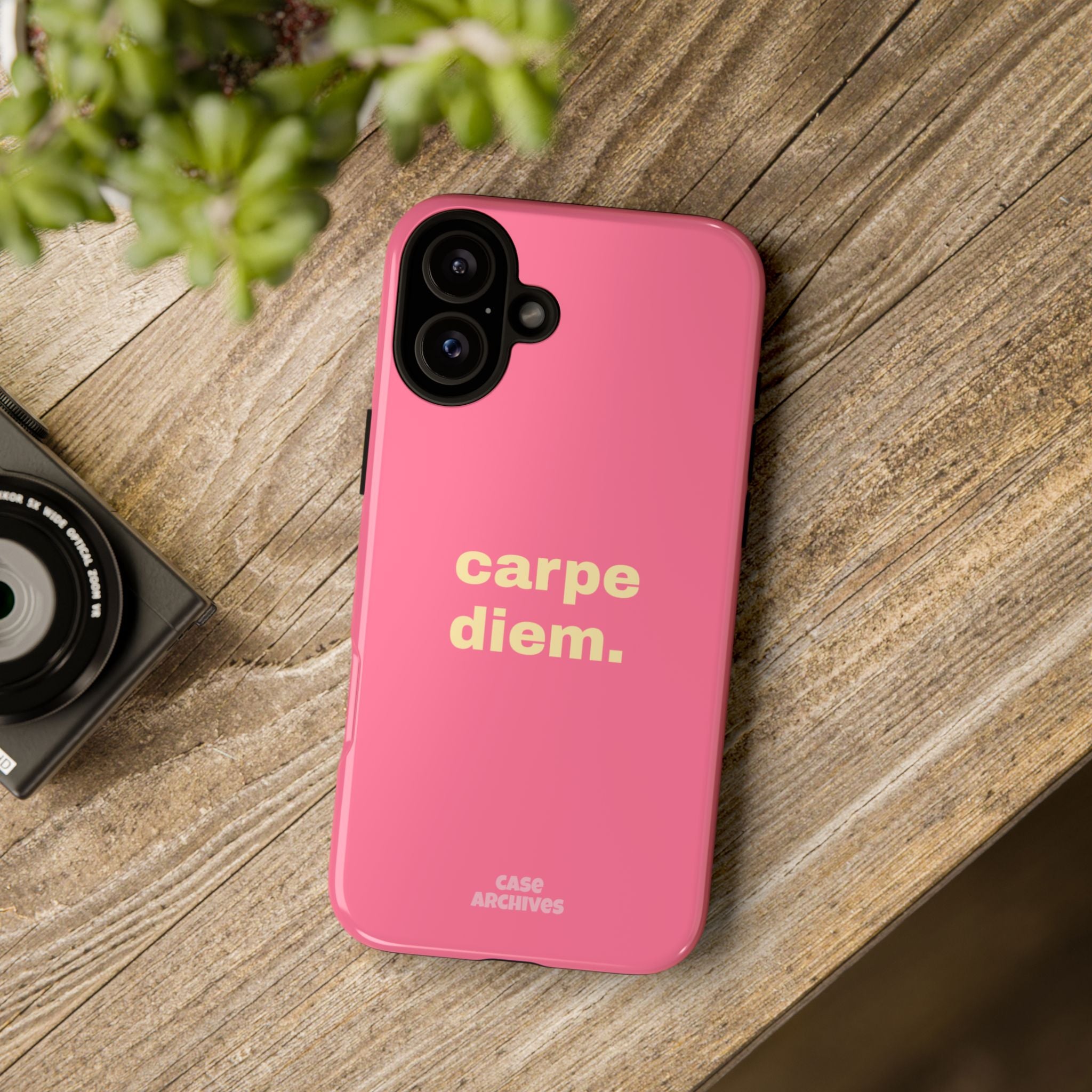 Pink "carpe diem." Tough Phone Case — Motivational Slim Protective Case