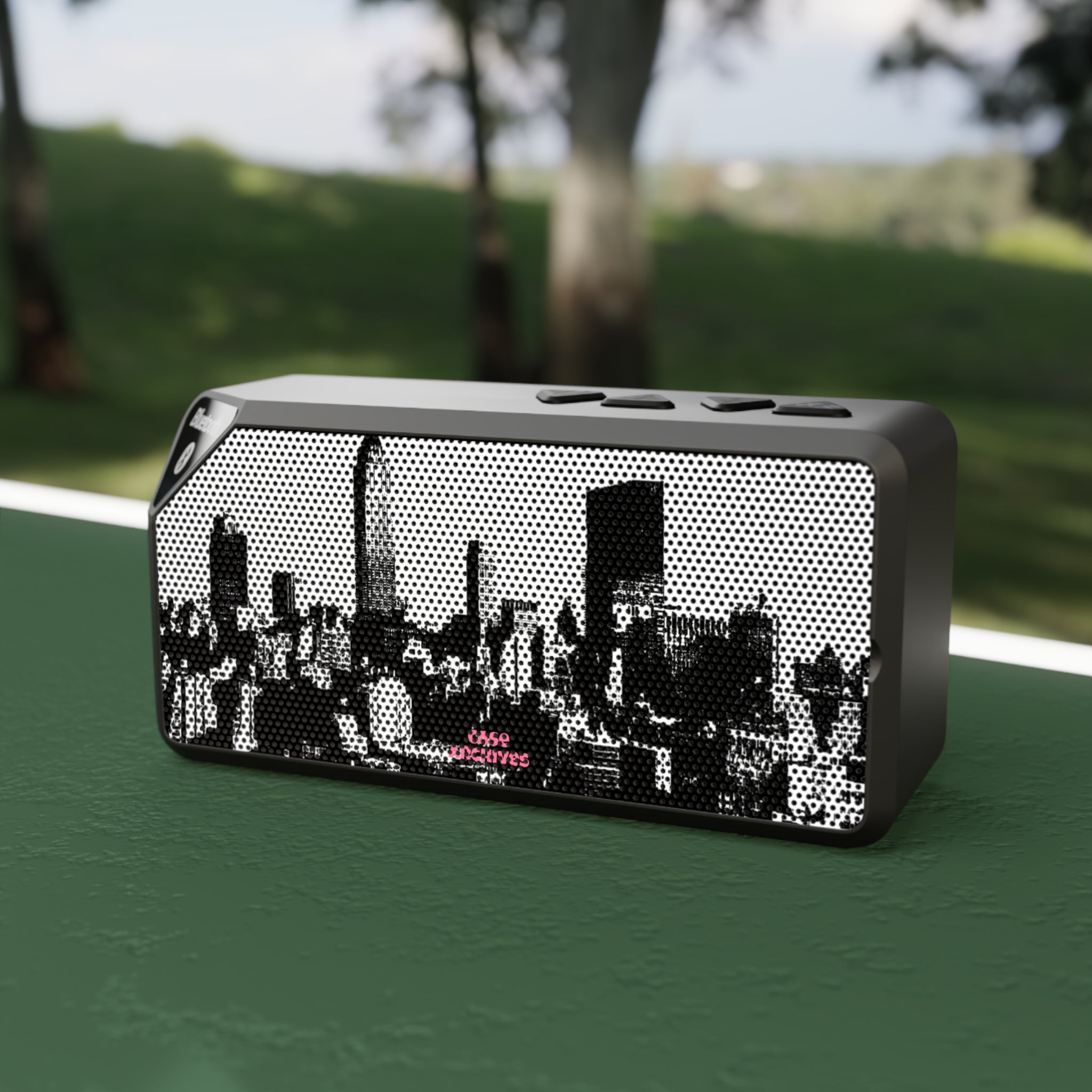 Bluetooth Speaker — Black City Skyline Design
