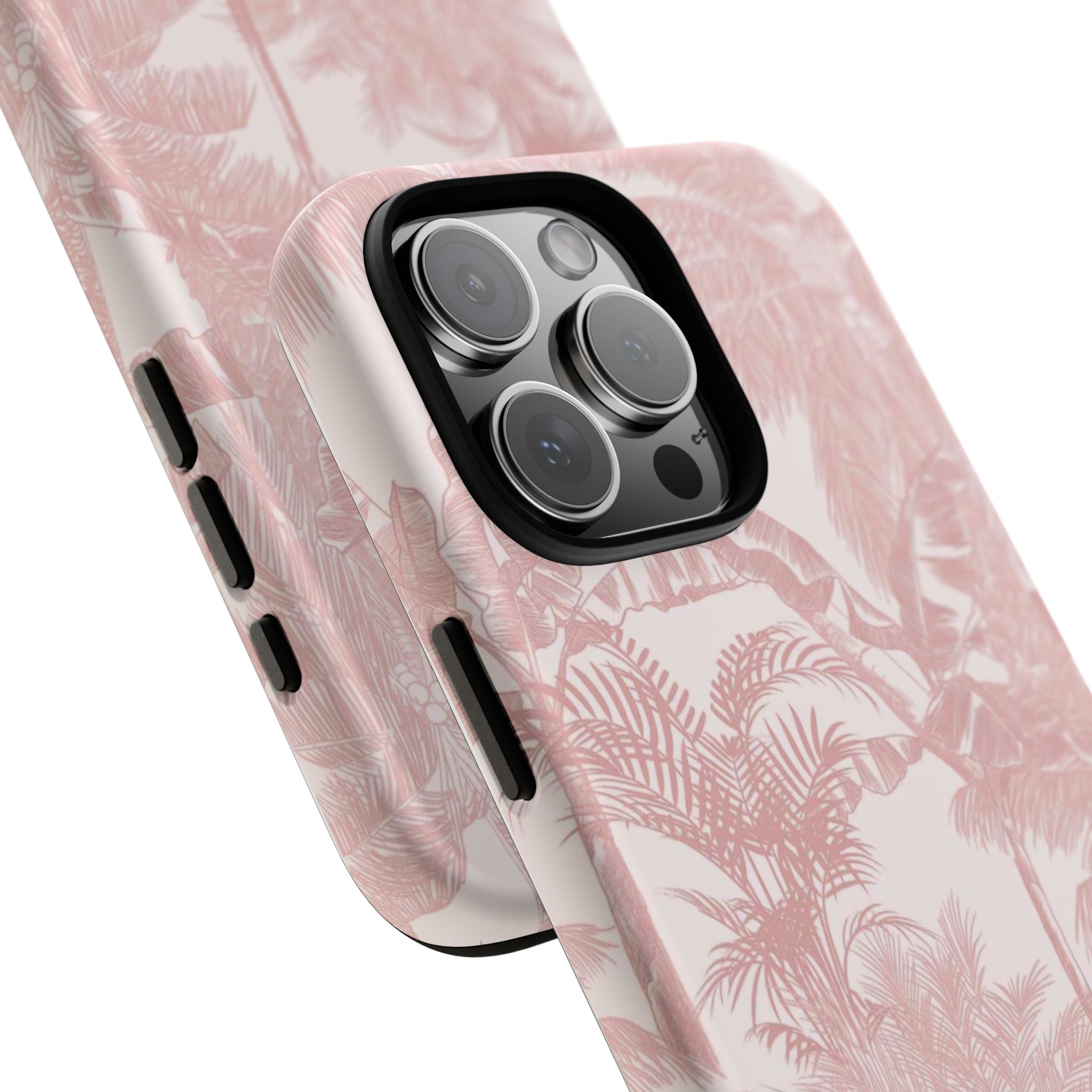 Pink Tropical Palm Tough Phone Case — Protective Floral iPhone Cover