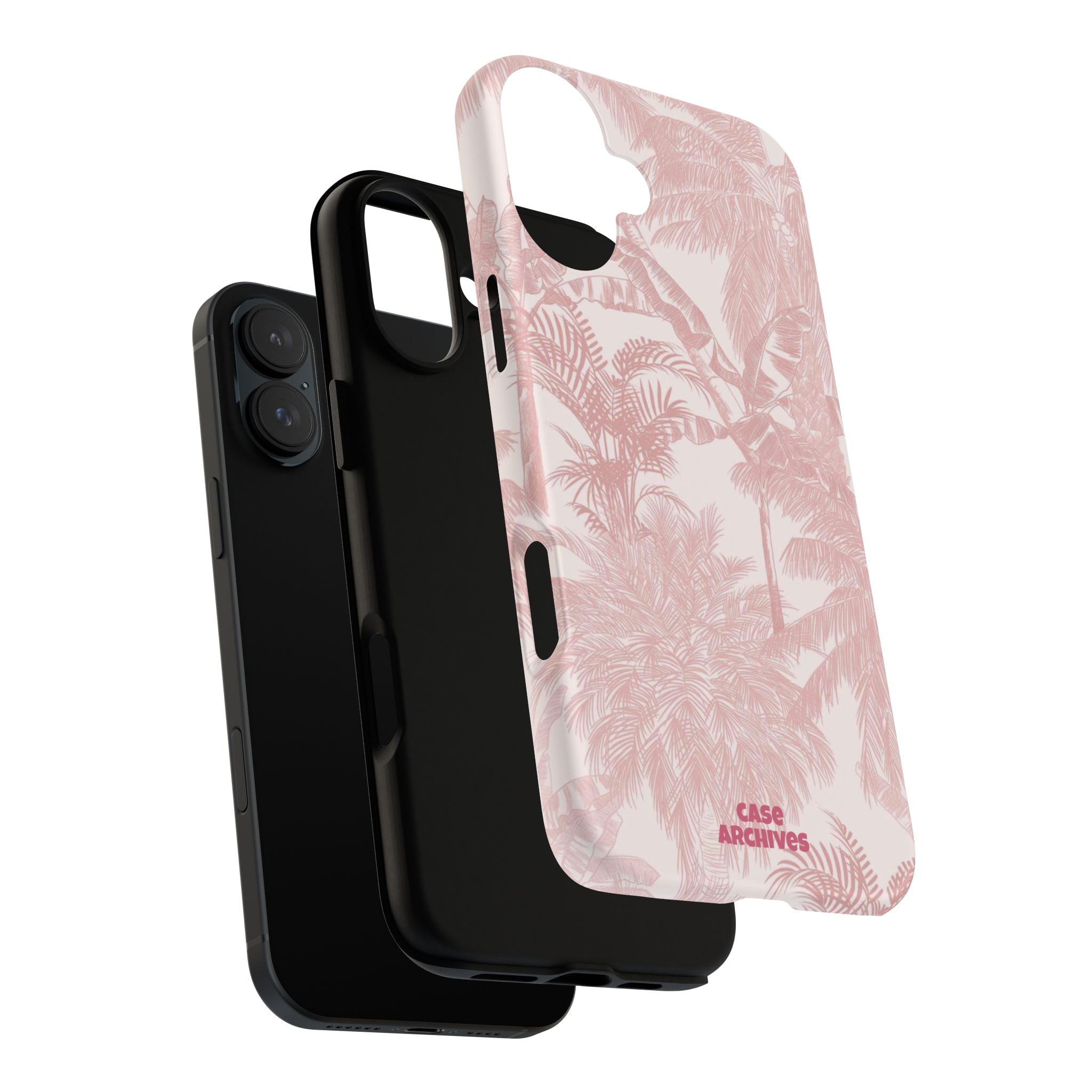 Pink Tropical Palm Tough Phone Case — Protective Floral iPhone Cover
