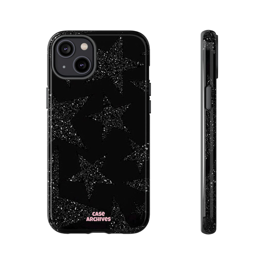 Glitter Star Tough Case — Black Sparkle Phone Protection