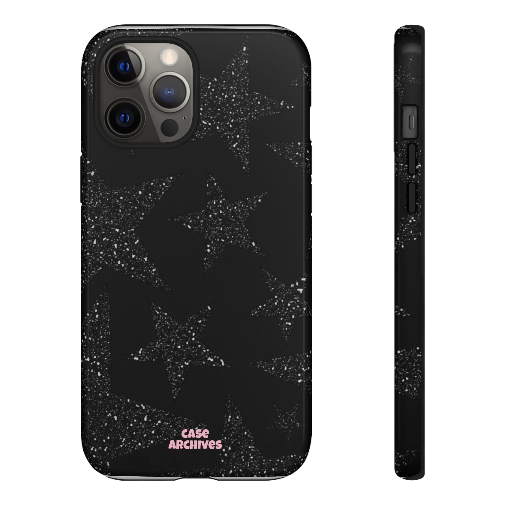 Glitter Star Tough Case — Black Sparkle Phone Protection