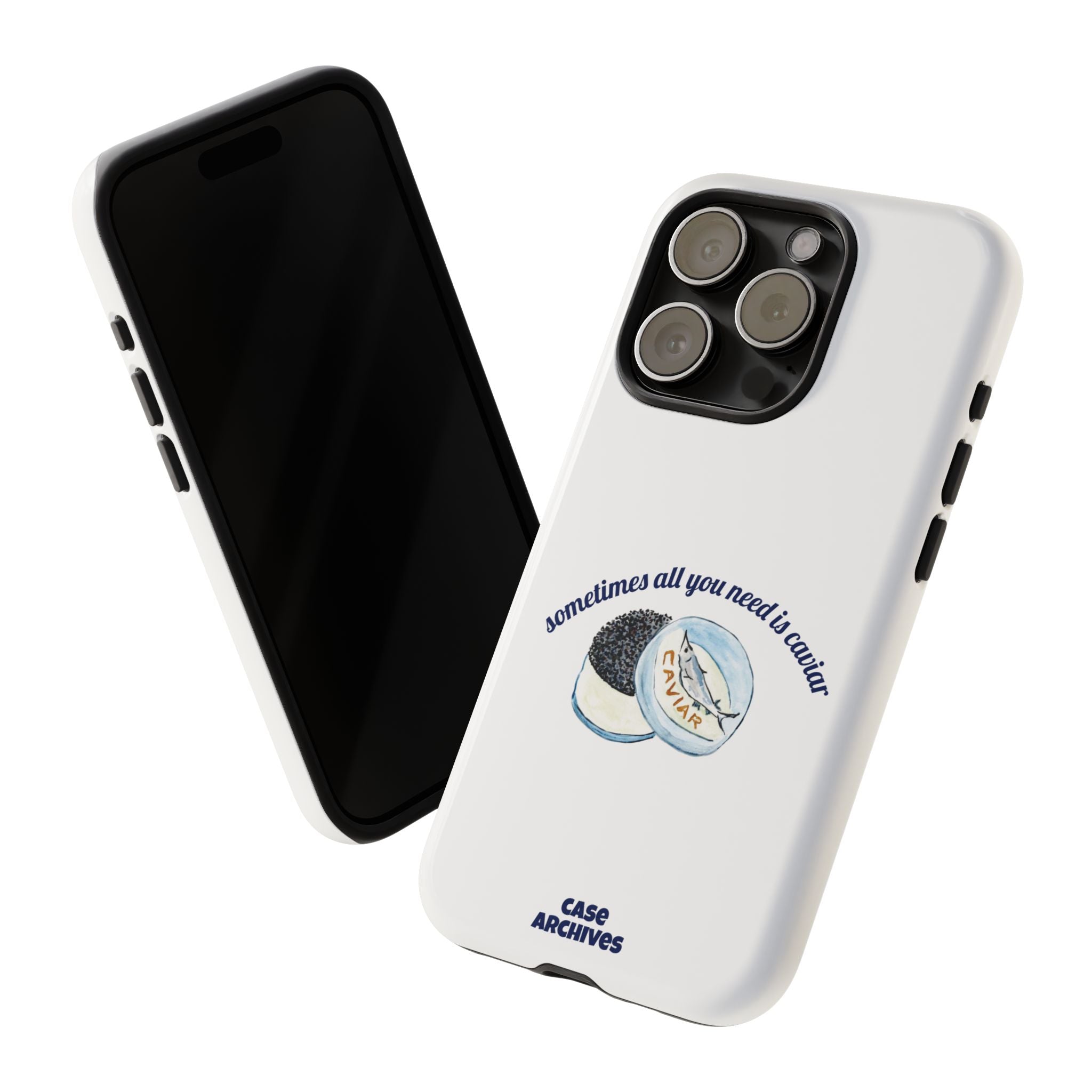 Caviar Illustration Phone Case — "sometimes all you need is caviar" Protective Hard Case