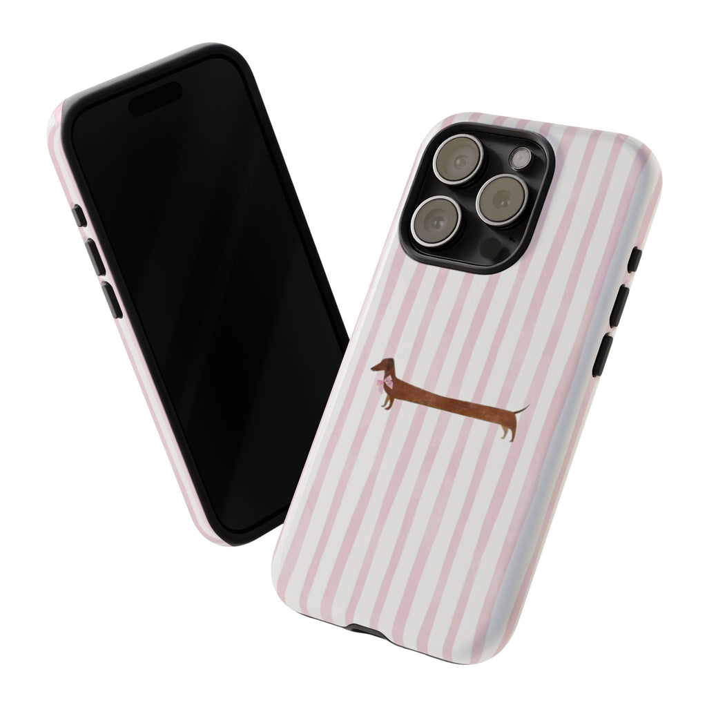 Dachshund Stripe Phone Case — Cute Pink Wiener Dog Protective Case