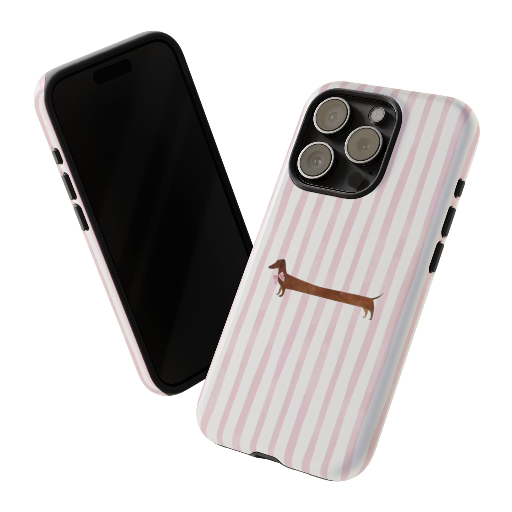 Dachshund Stripe Phone Case — Cute Pink Wiener Dog Protective Case