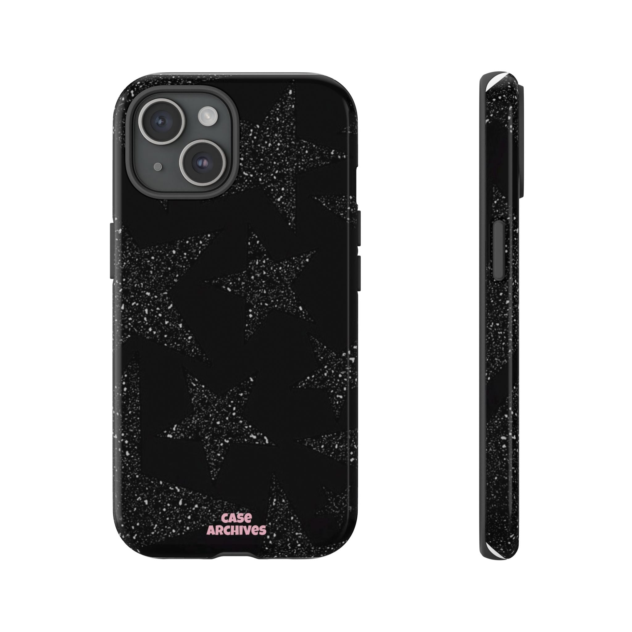 Glitter Star Tough Case — Black Sparkle Phone Protection