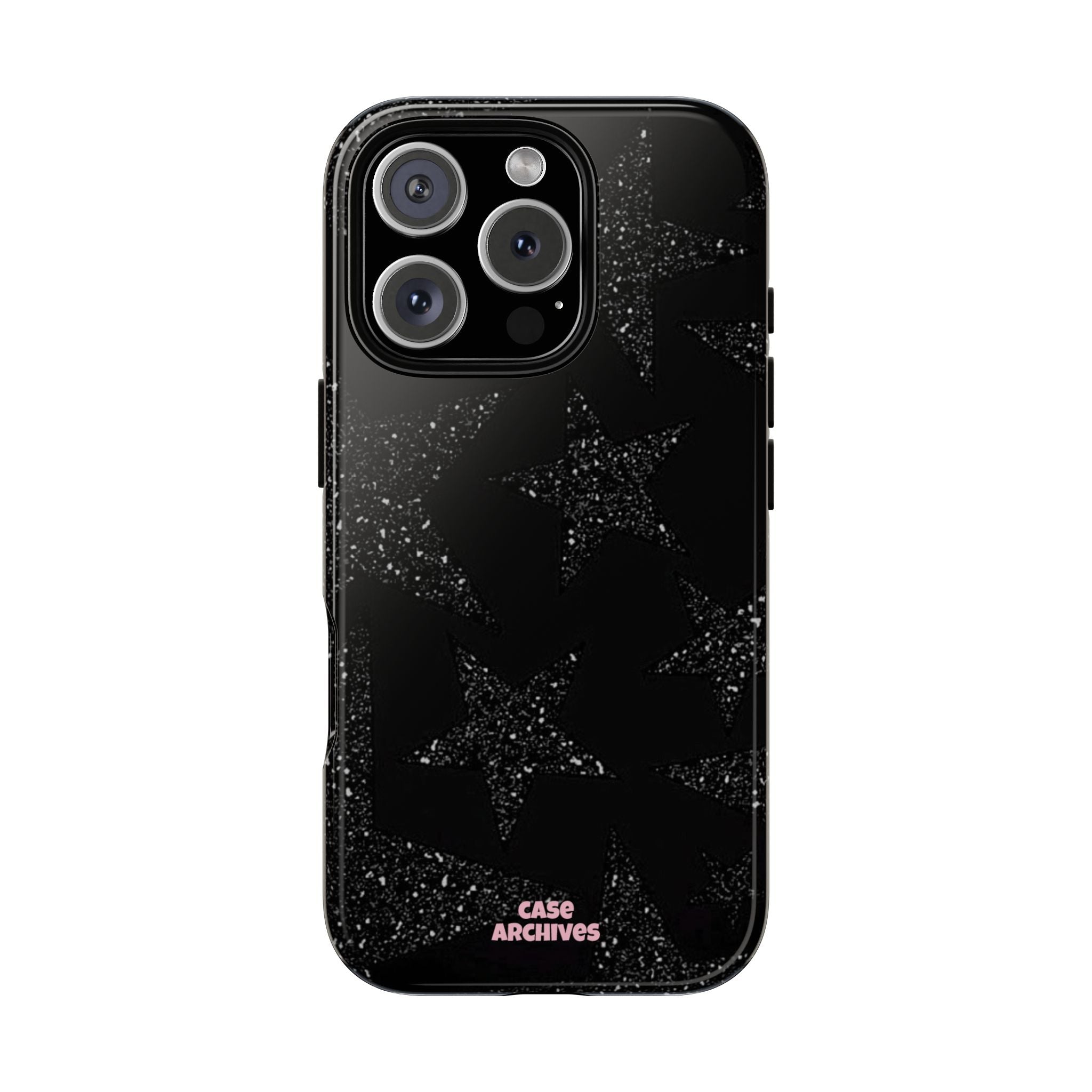 Glitter Star Tough Case — Black Sparkle Phone Protection