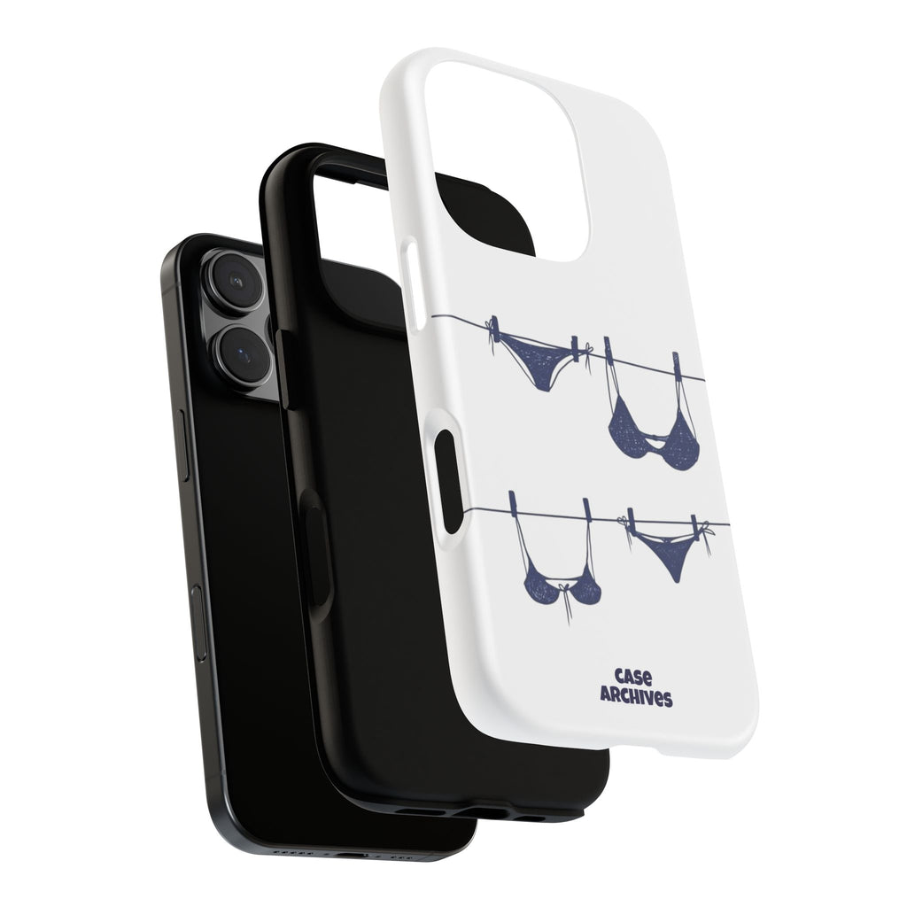 Phone Case — Blue swimsuit Clothesline Illustration Protective Cover
