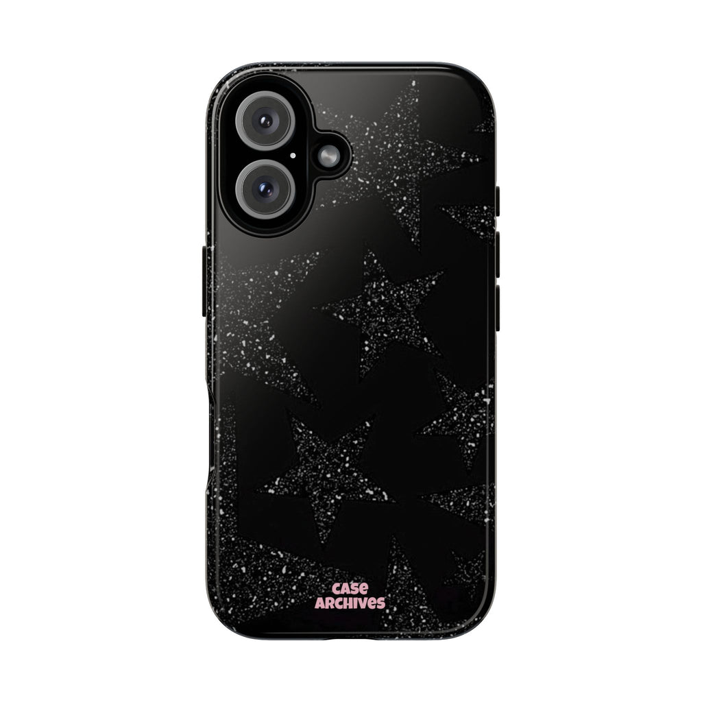 Glitter Star Tough Case — Black Sparkle Phone Protection