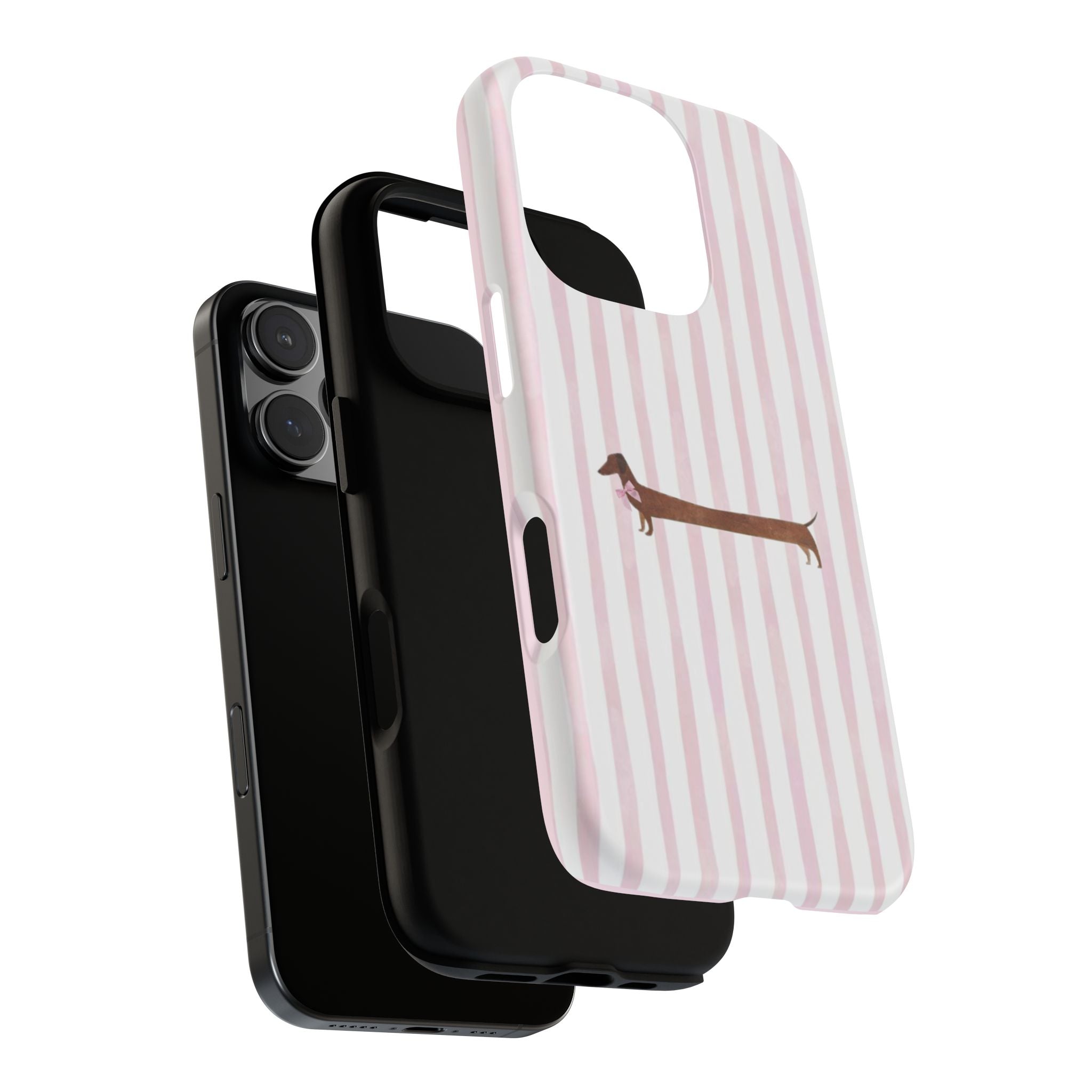 Dachshund Stripe Phone Case — Cute Pink Wiener Dog Protective Case