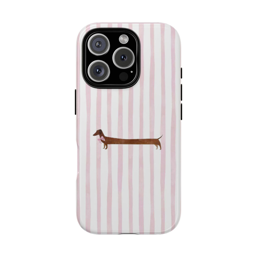 Dachshund Stripe Phone Case — Cute Pink Wiener Dog Protective Case