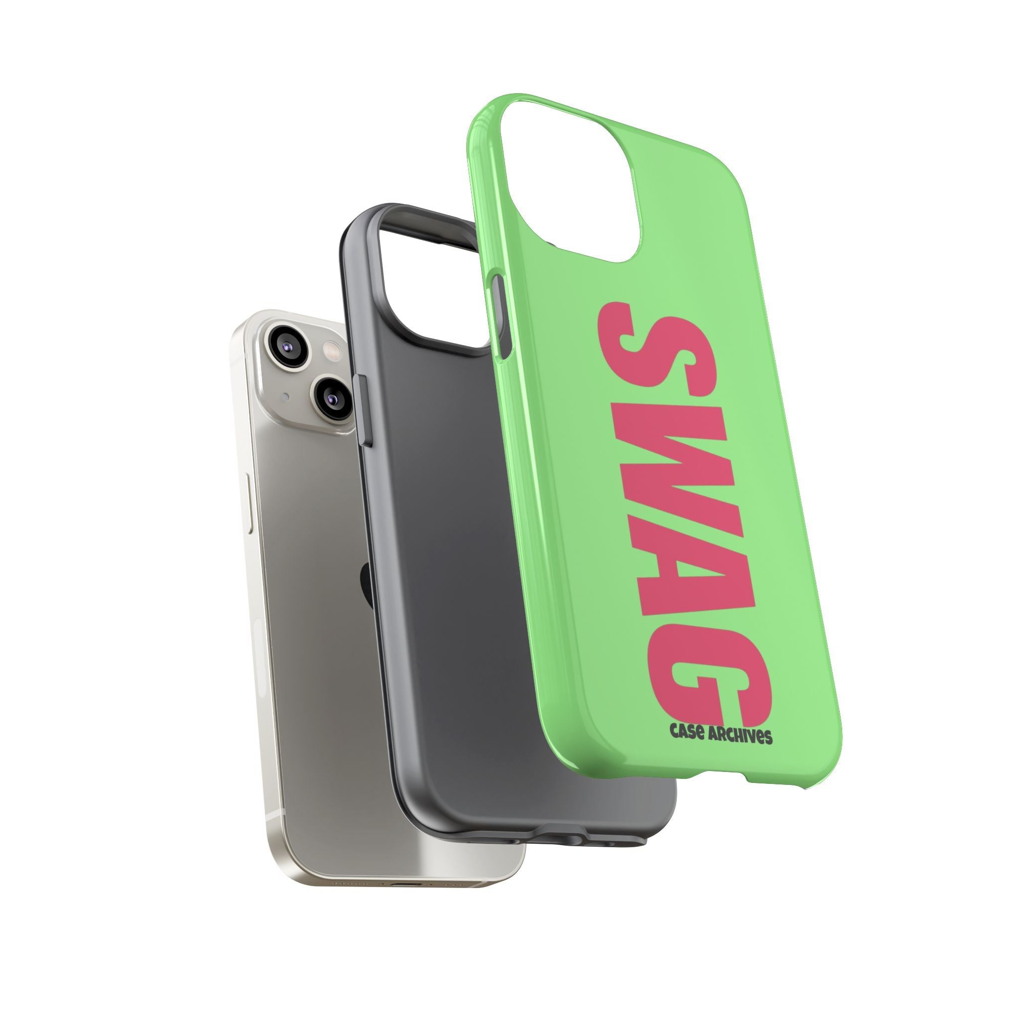 SWAG vertical text Phone Case | Lime green pink typography
