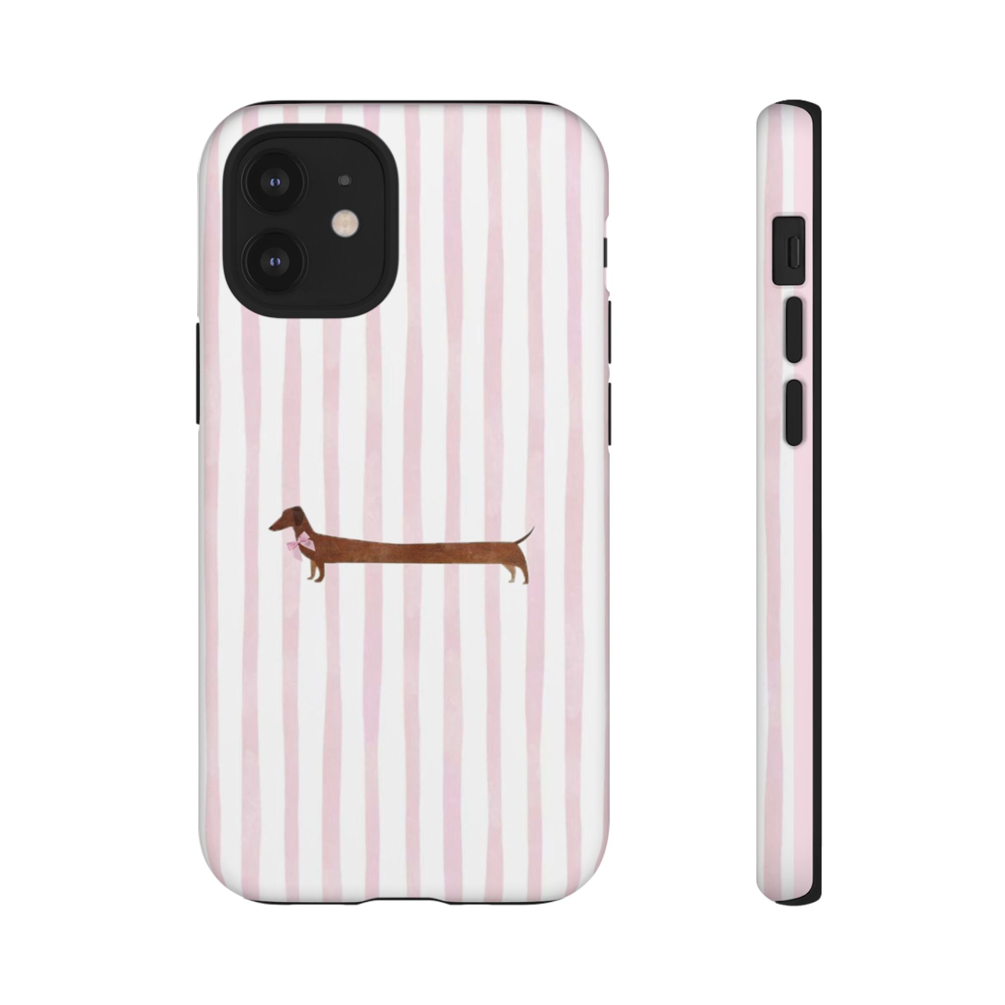 Dachshund Stripe Phone Case — Cute Pink Wiener Dog Protective Case