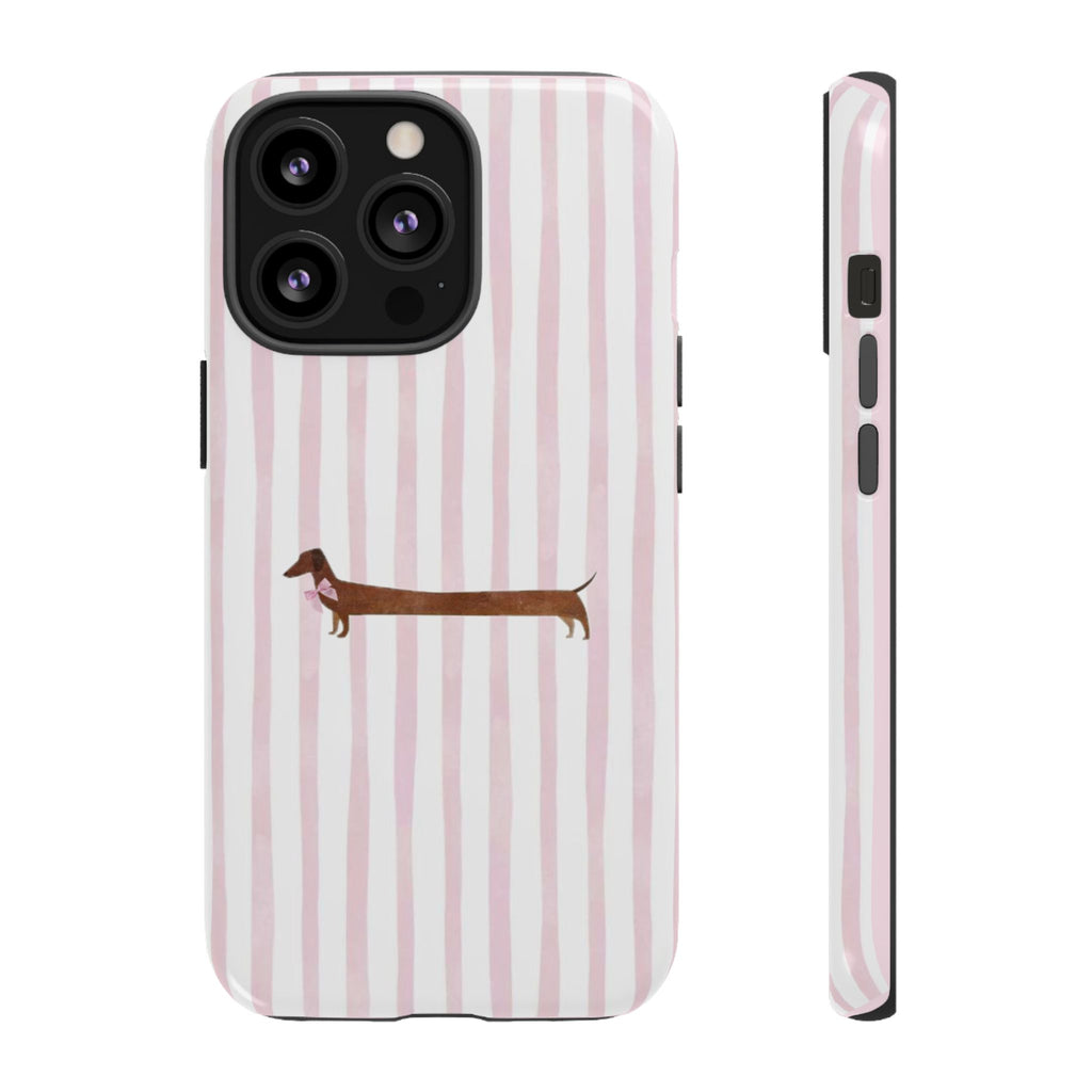 Dachshund Stripe Phone Case — Cute Pink Wiener Dog Protective Case