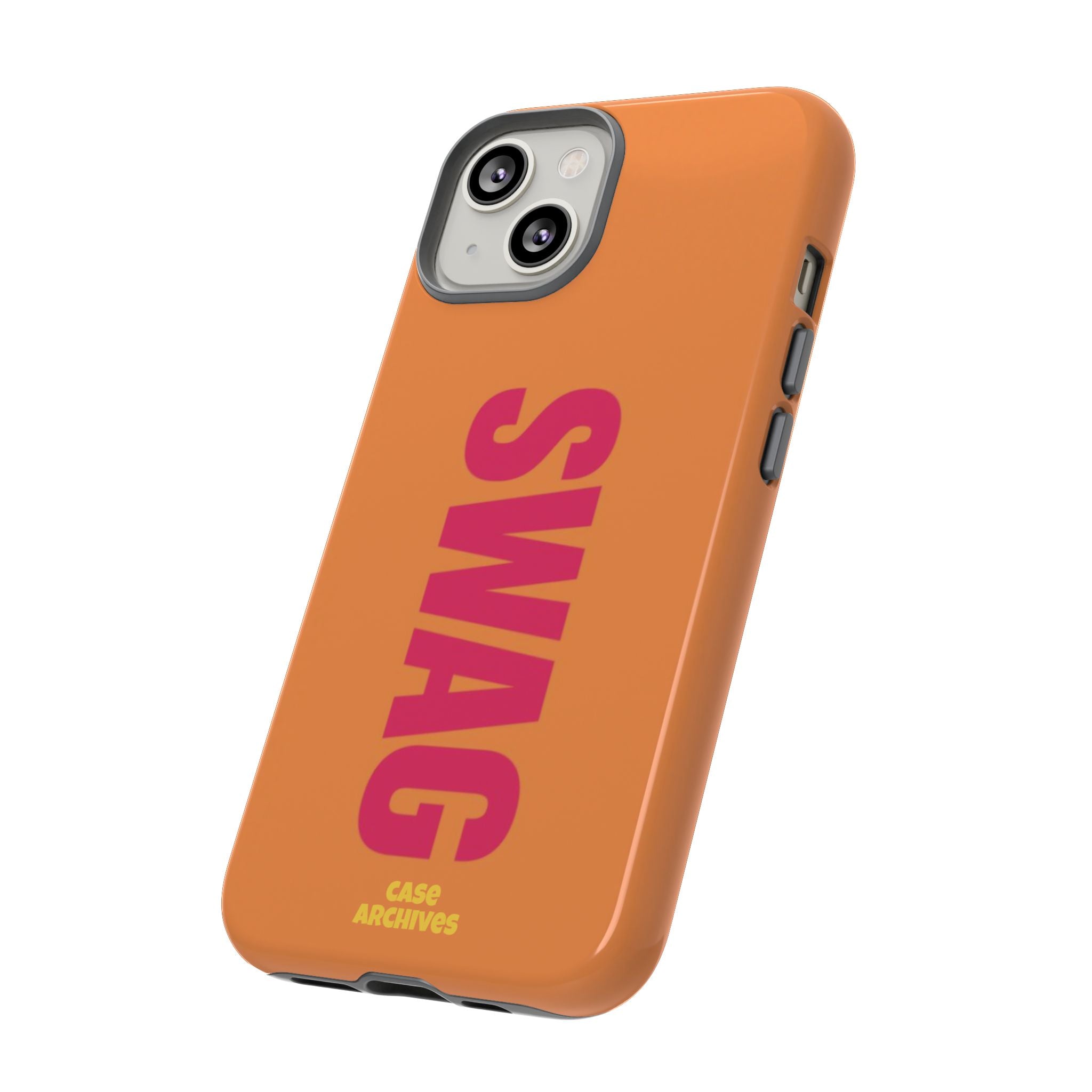 SWAG vertical text Tough Case | orange phone case, bold typography