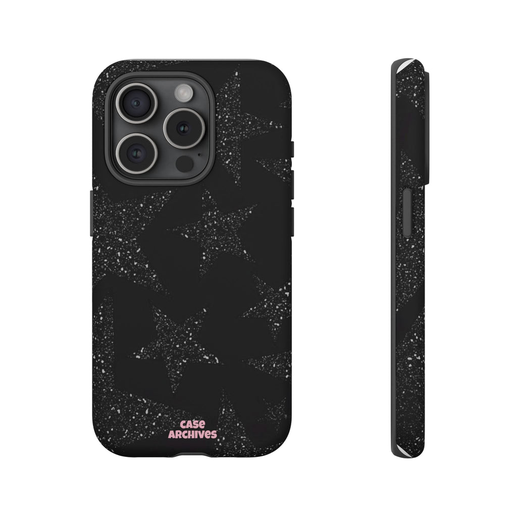 Glitter Star Tough Case — Black Sparkle Phone Protection