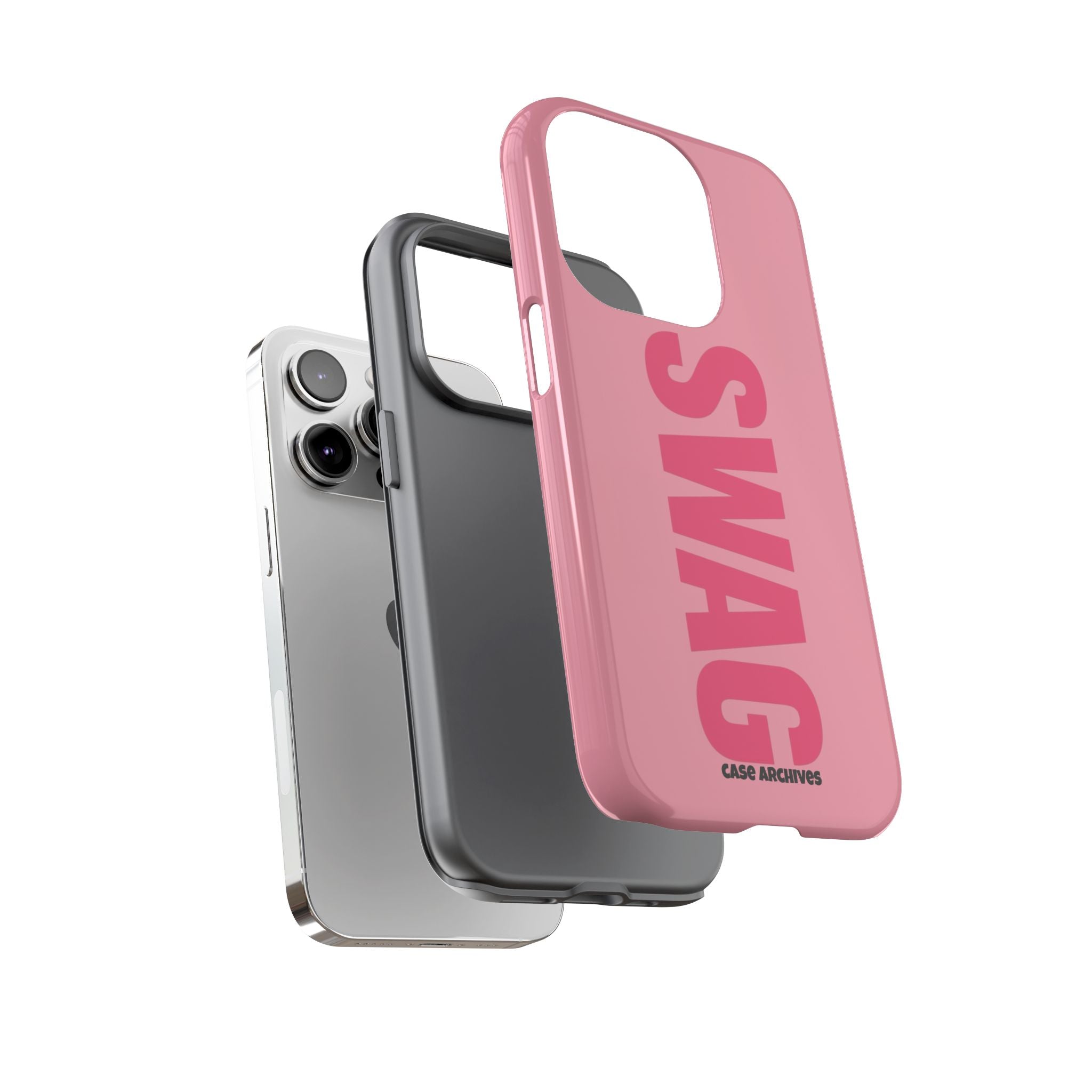SWAG phone case | Pink protective tough case, bold vertical text