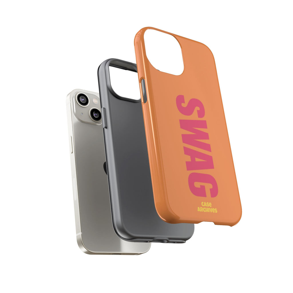 SWAG vertical text Tough Case | orange phone case, bold typography