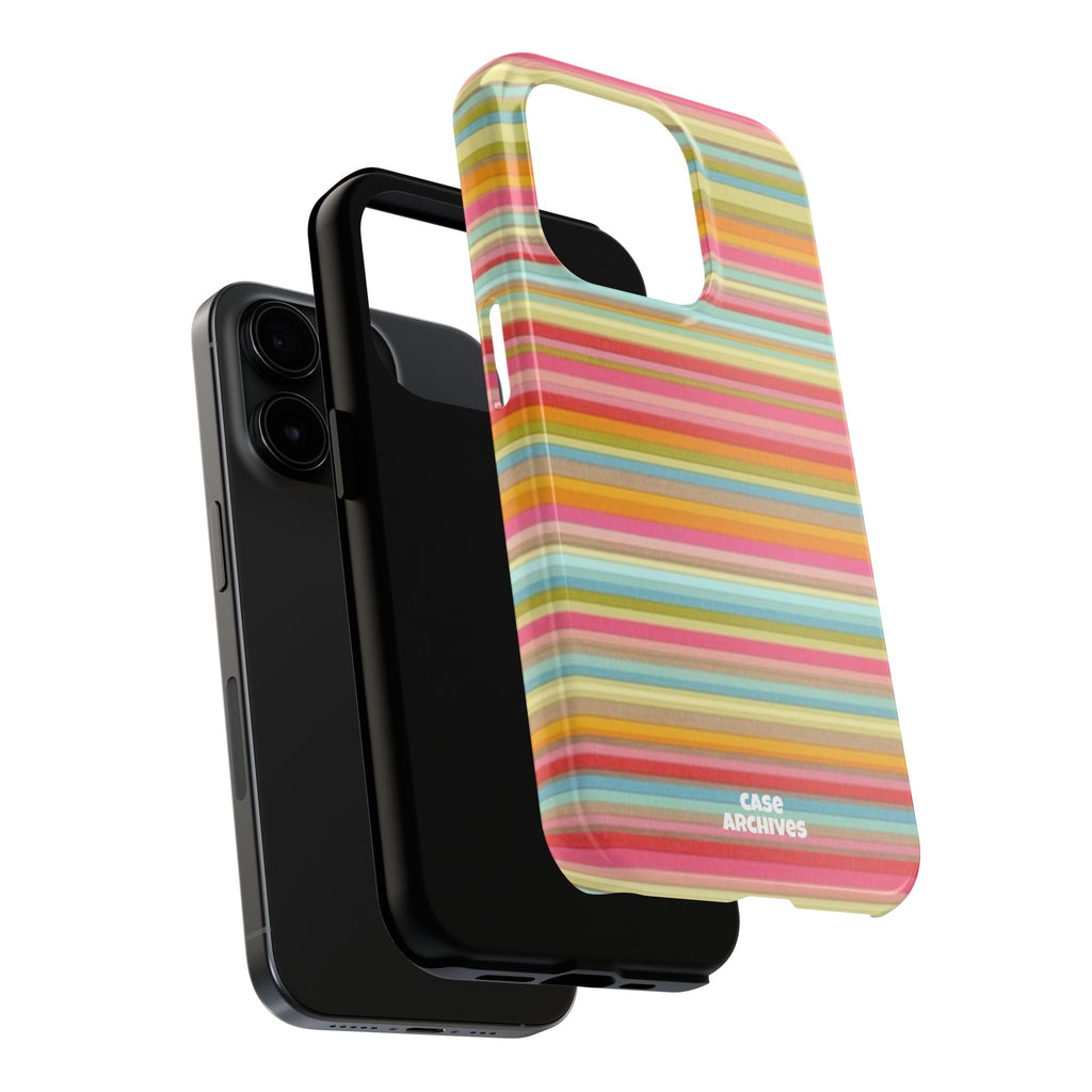 Tough Phone Case — Colorful Retro Striped Protective Cover
