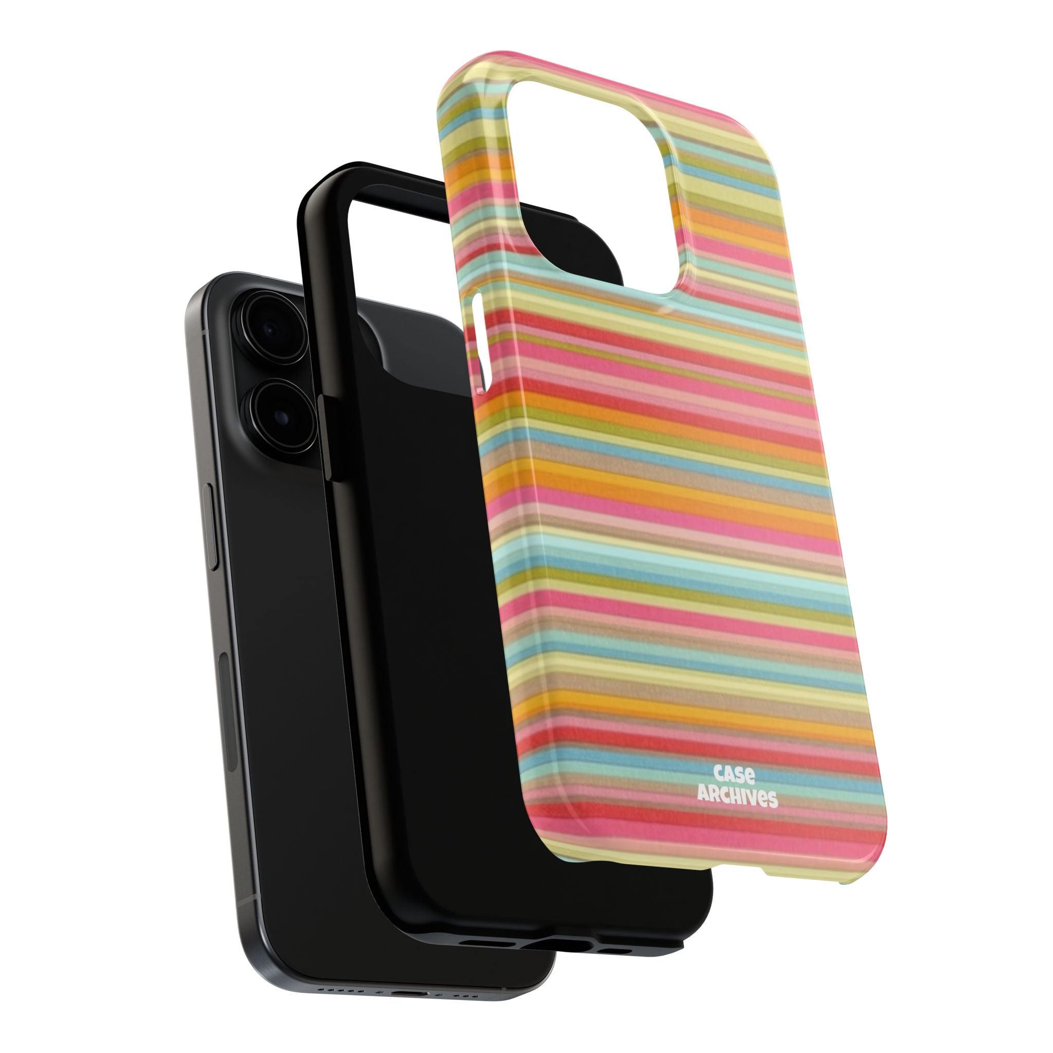 Tough Phone Case — Colorful Retro Striped Protective Cover