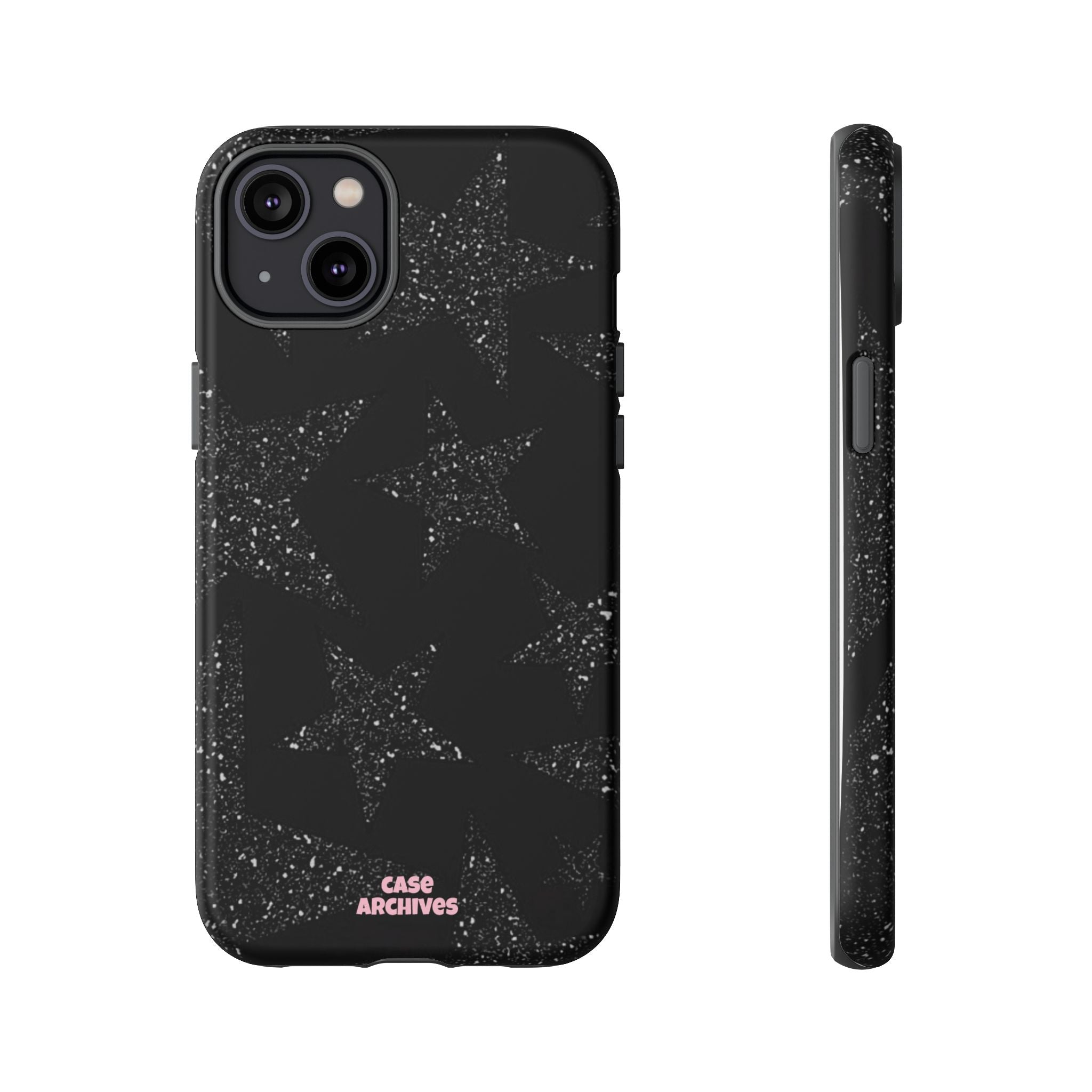 Glitter Star Tough Case — Black Sparkle Phone Protection