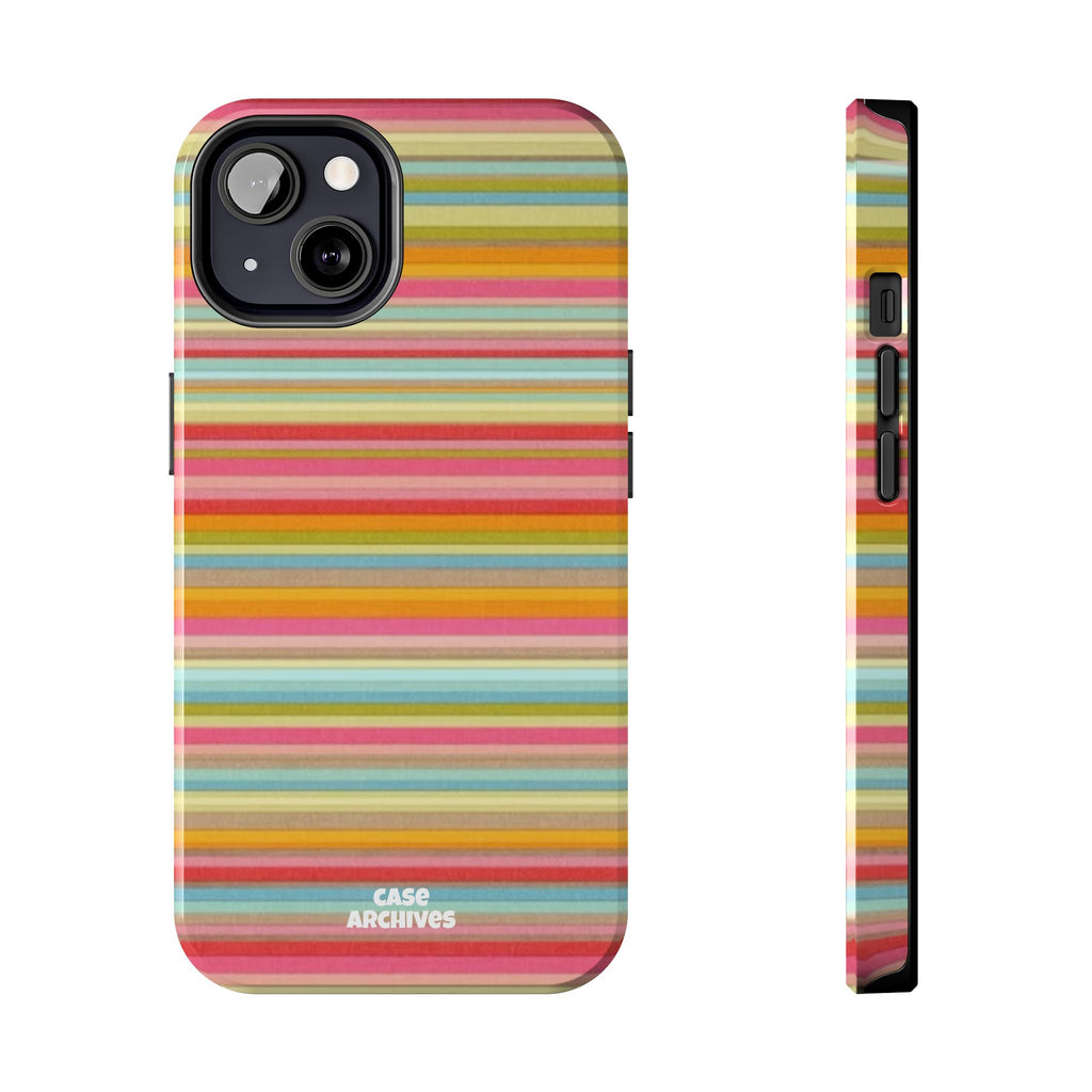 Tough Phone Case — Colorful Retro Striped Protective Cover
