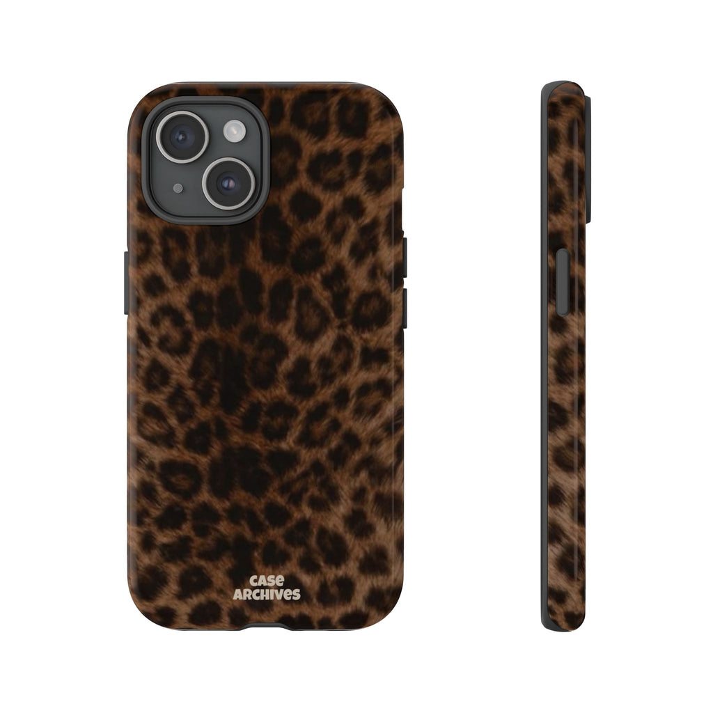 Leopard Print Phone Case — Protective Tough Case with Brown Animal Print