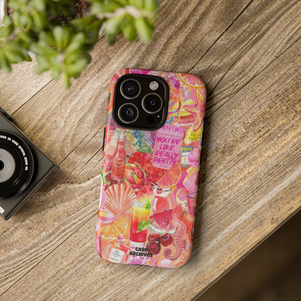 Phone Case — Pink Tropical Collage "You're Like, Really Pretty"