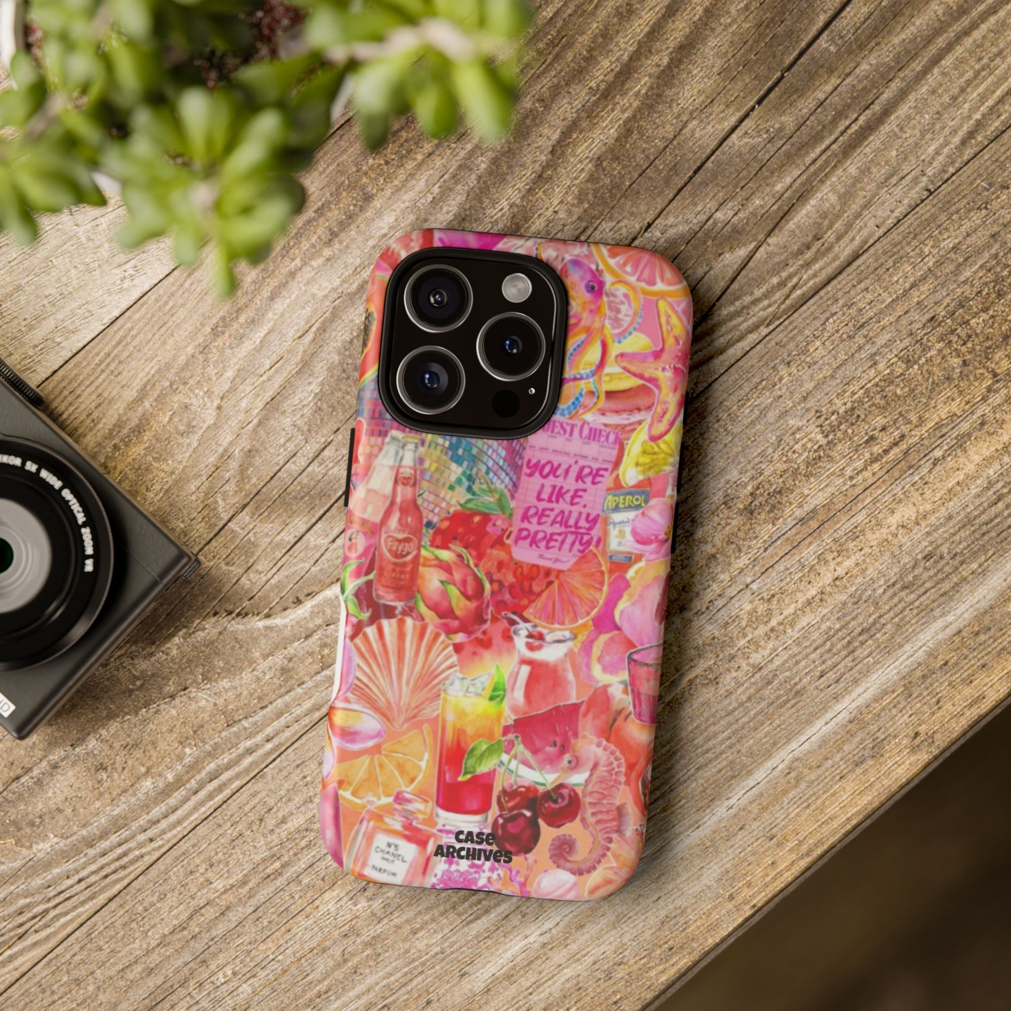 Phone Case — Pink Tropical Collage "You're Like, Really Pretty"