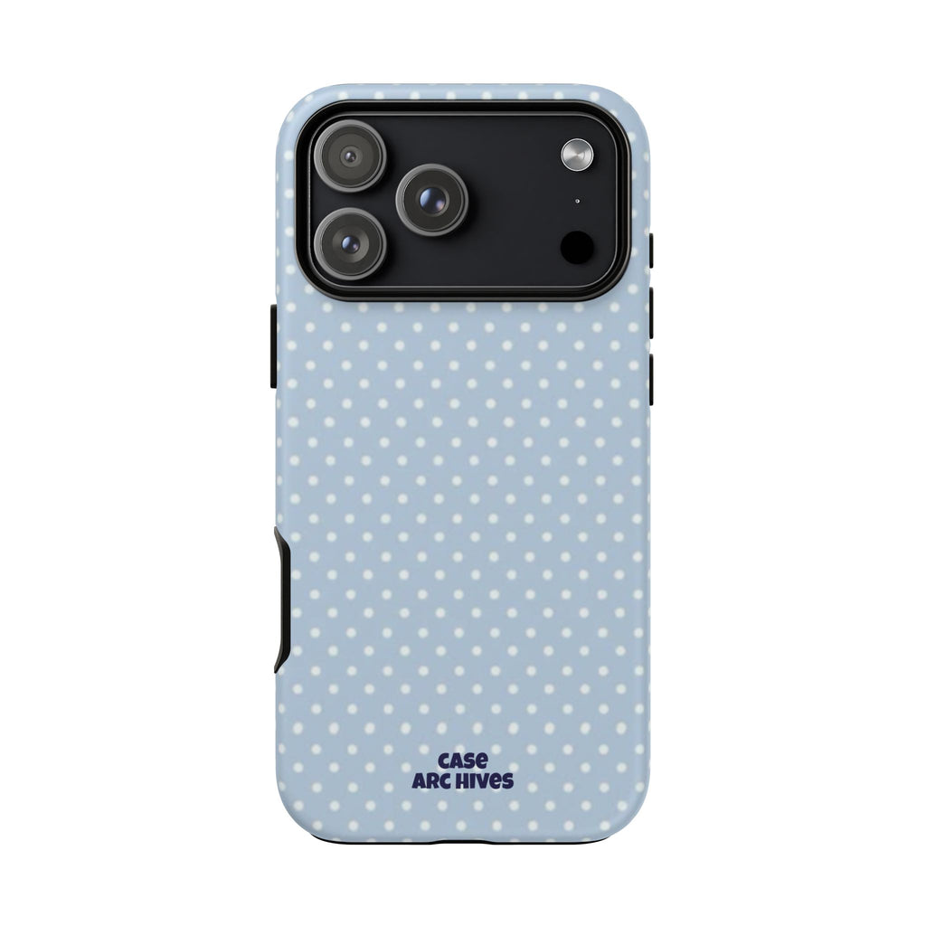 Pastel Blue Polka Dot Tough Phone Case — Protective iPhone Cover