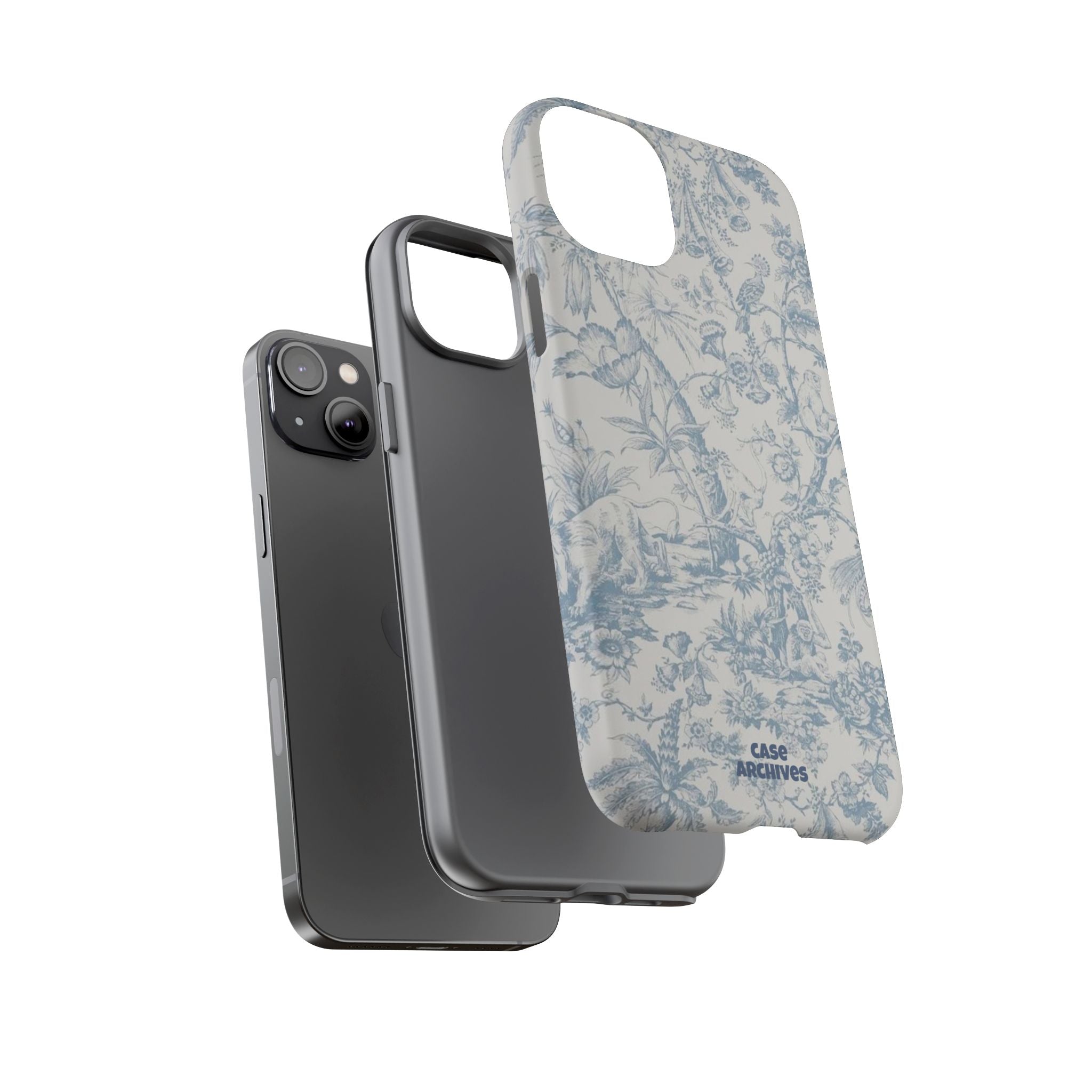 Toile Floral Tough Phone Case — Blue Vintage Botanical iPhone Protection