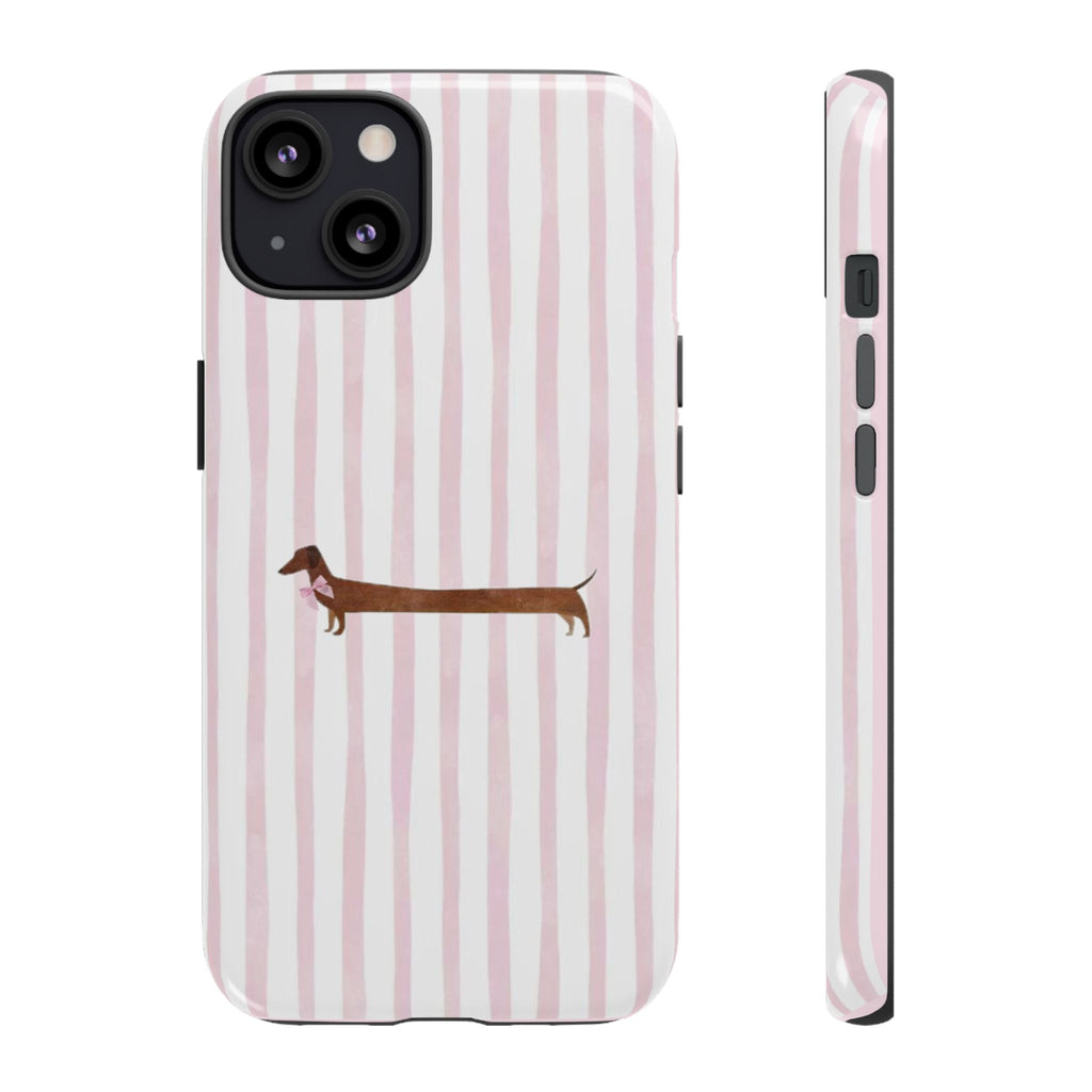 Dachshund Stripe Phone Case — Cute Pink Wiener Dog Protective Case