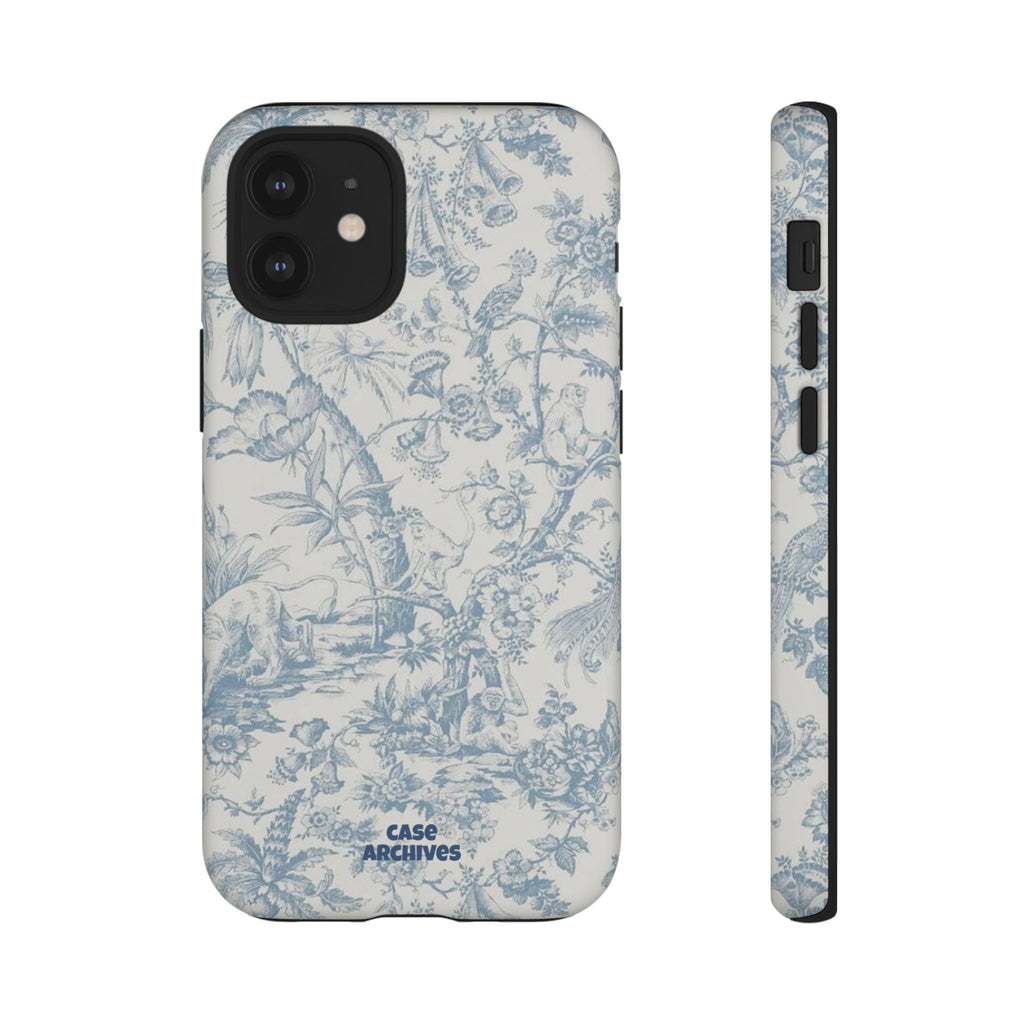 Toile Floral Tough Phone Case — Blue Vintage Botanical iPhone Protection