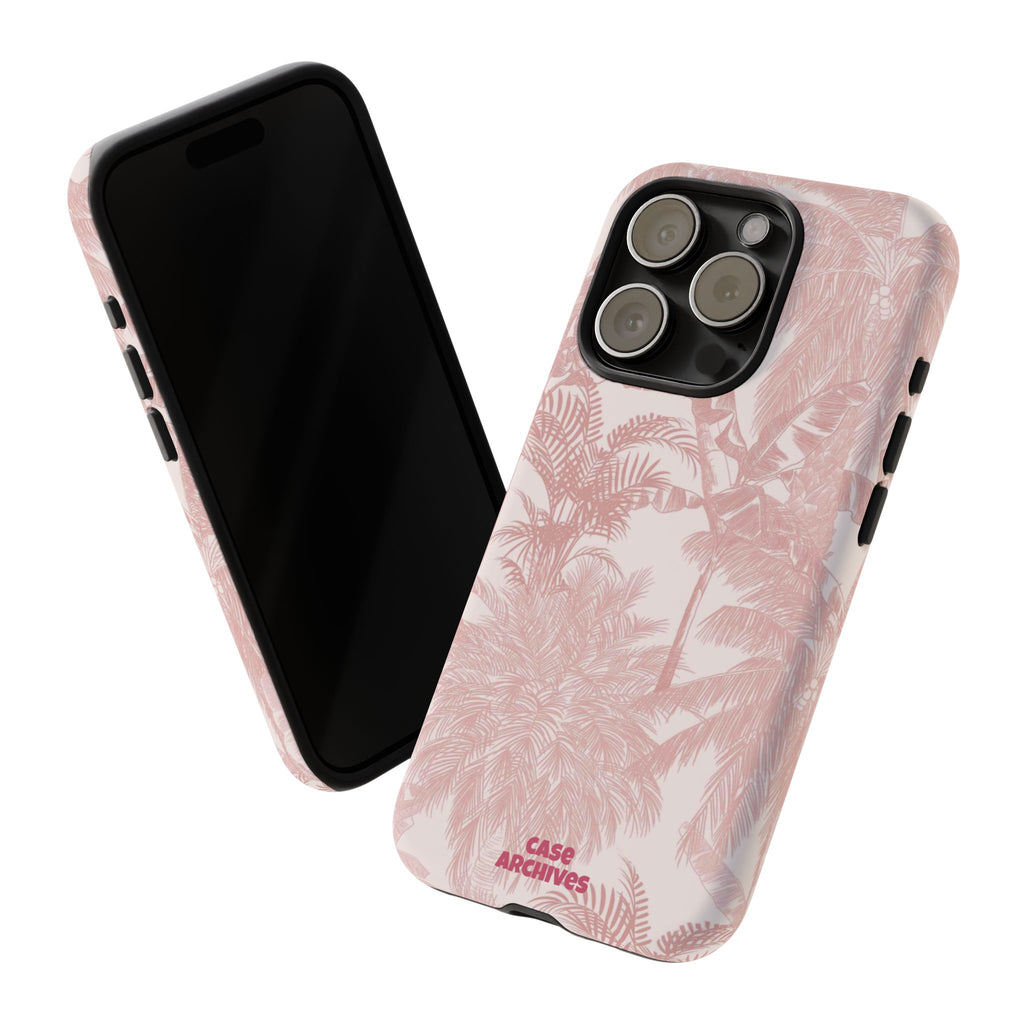 Pink Tropical Palm Tough Phone Case — Protective Floral iPhone Cover