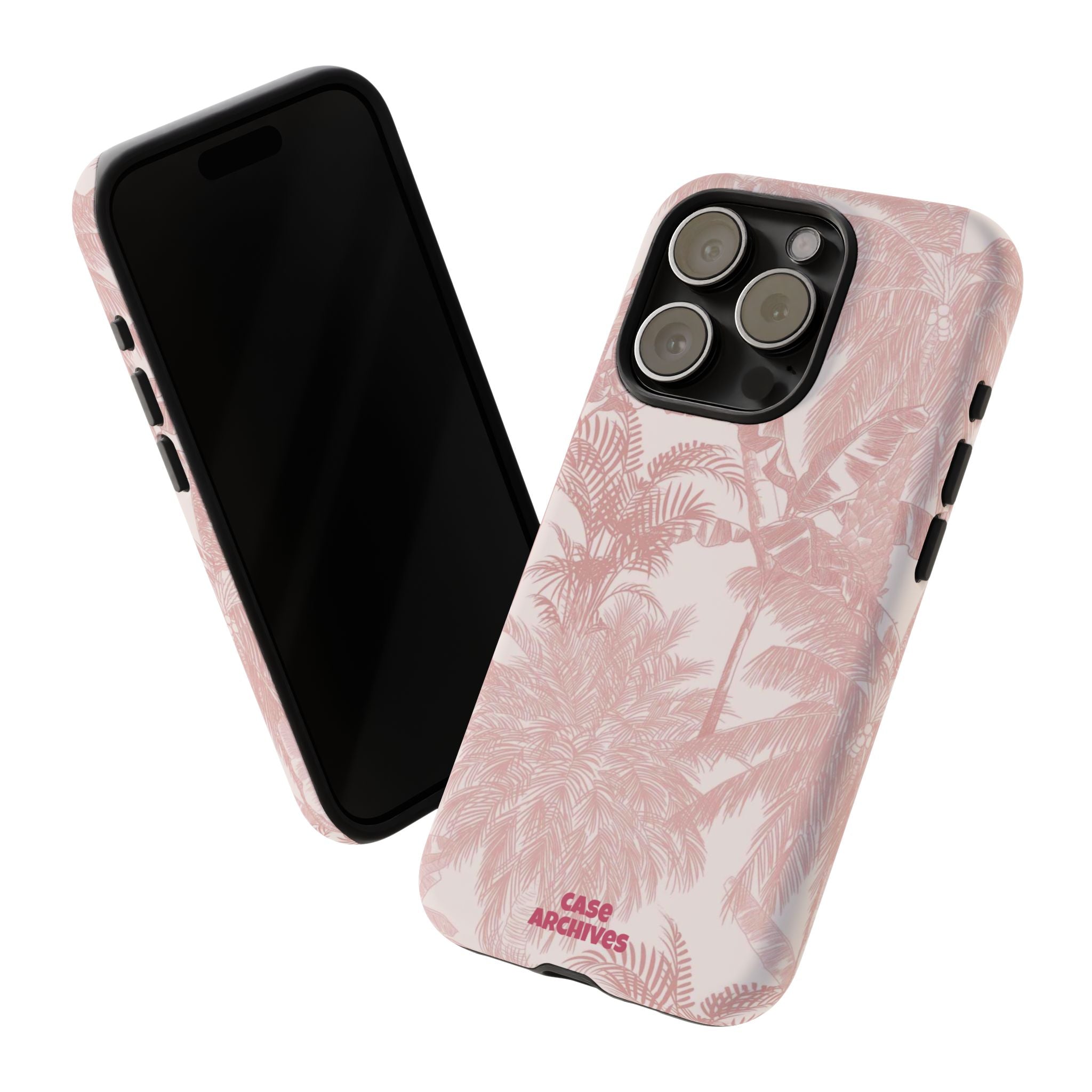 Pink Tropical Palm Tough Phone Case — Protective Floral iPhone Cover
