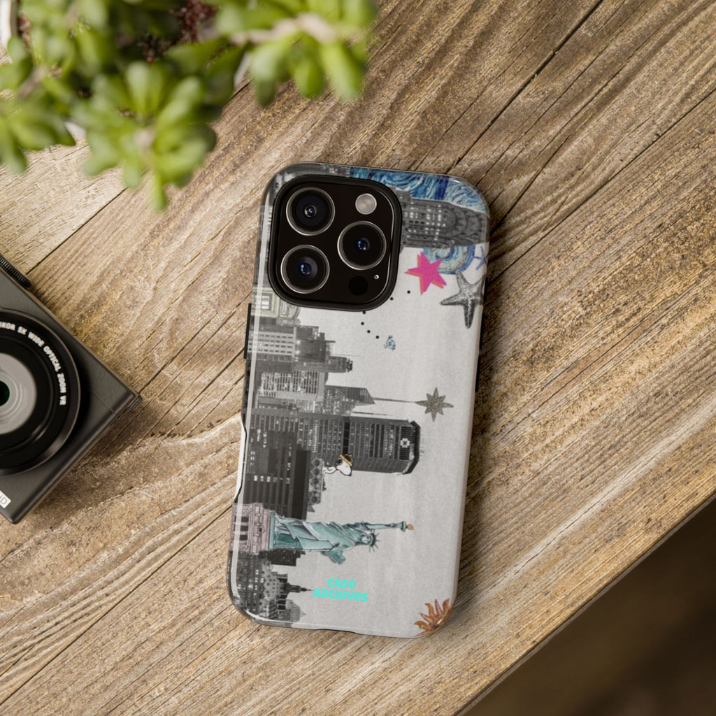 City Skyline Tough Phone Case – Statue of Liberty Urban Art Protective Cover