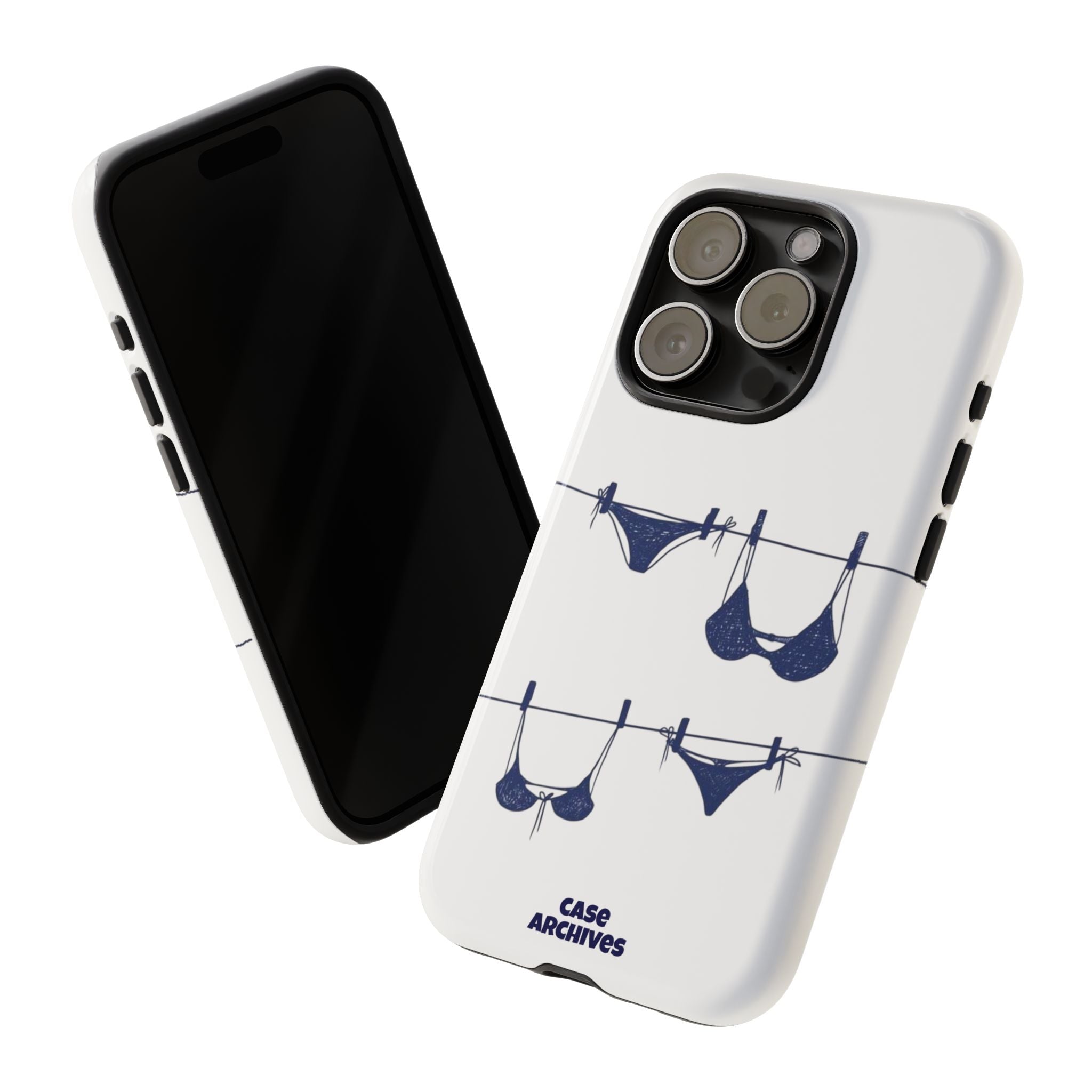 Phone Case — Blue swimsuit Clothesline Illustration Protective Cover