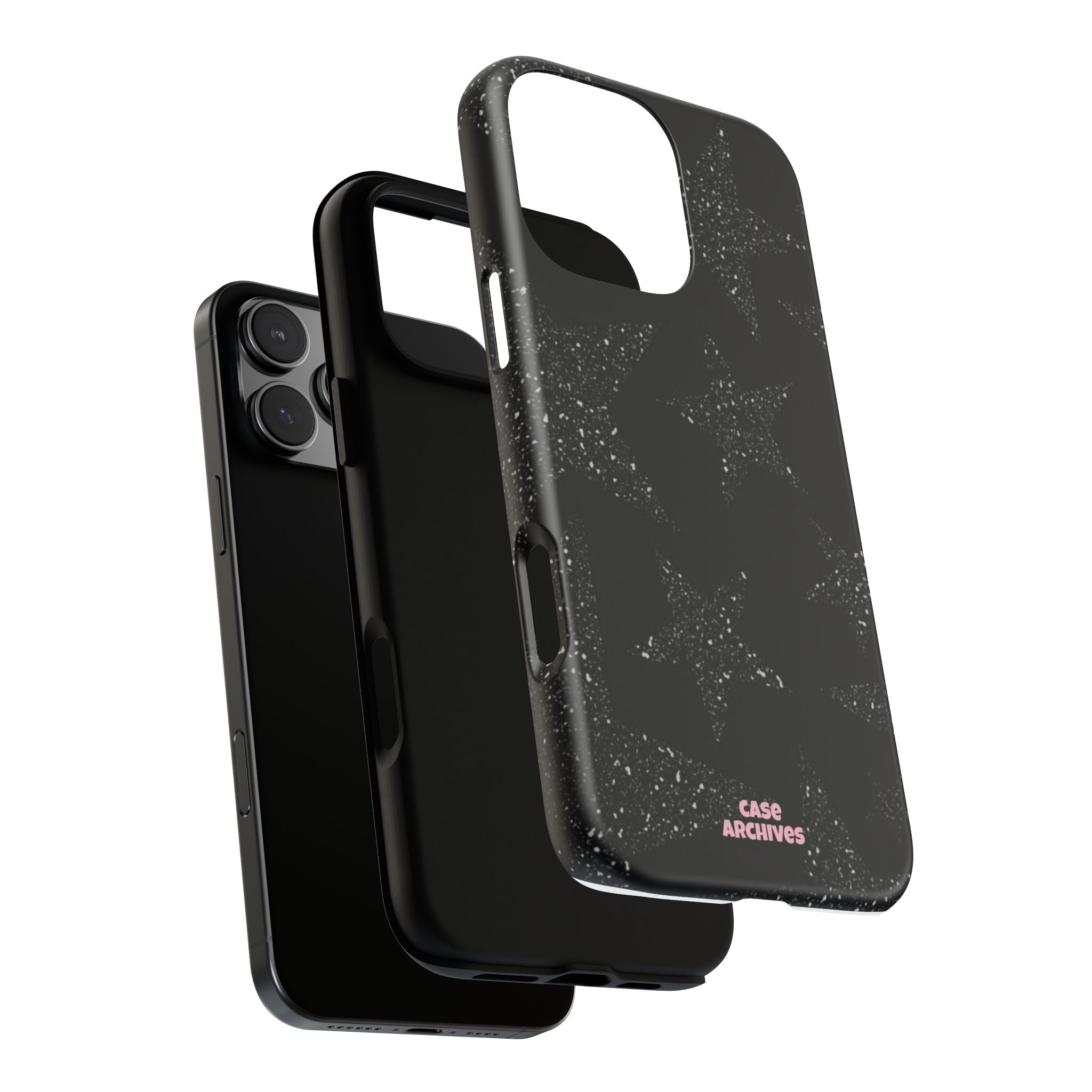 Glitter Star Tough Case — Black Sparkle Phone Protection