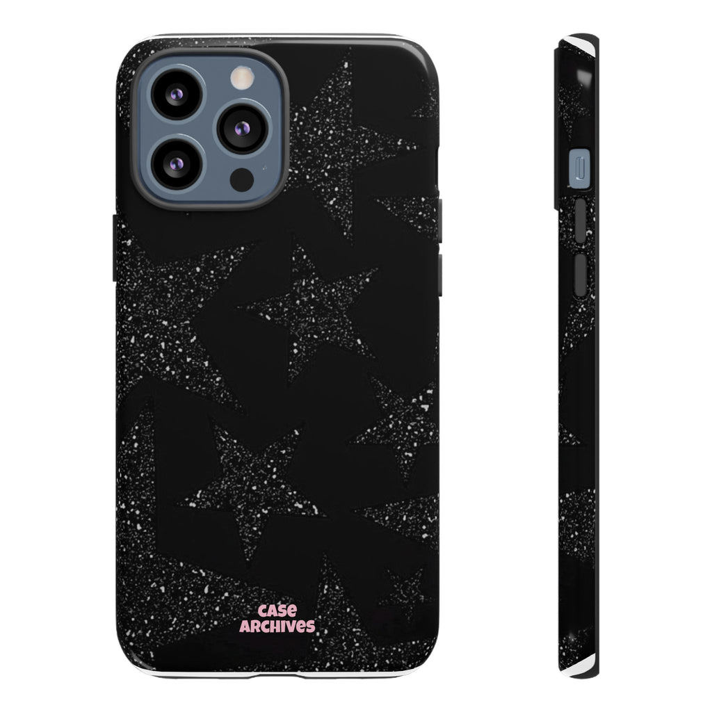 Glitter Star Tough Case — Black Sparkle Phone Protection