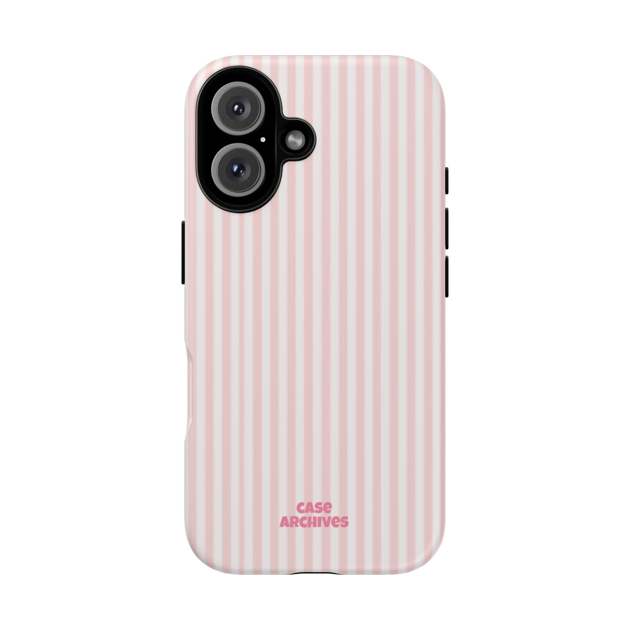 Pink Pastel Stripe Tough Phone Case — Protective iPhone Cover
