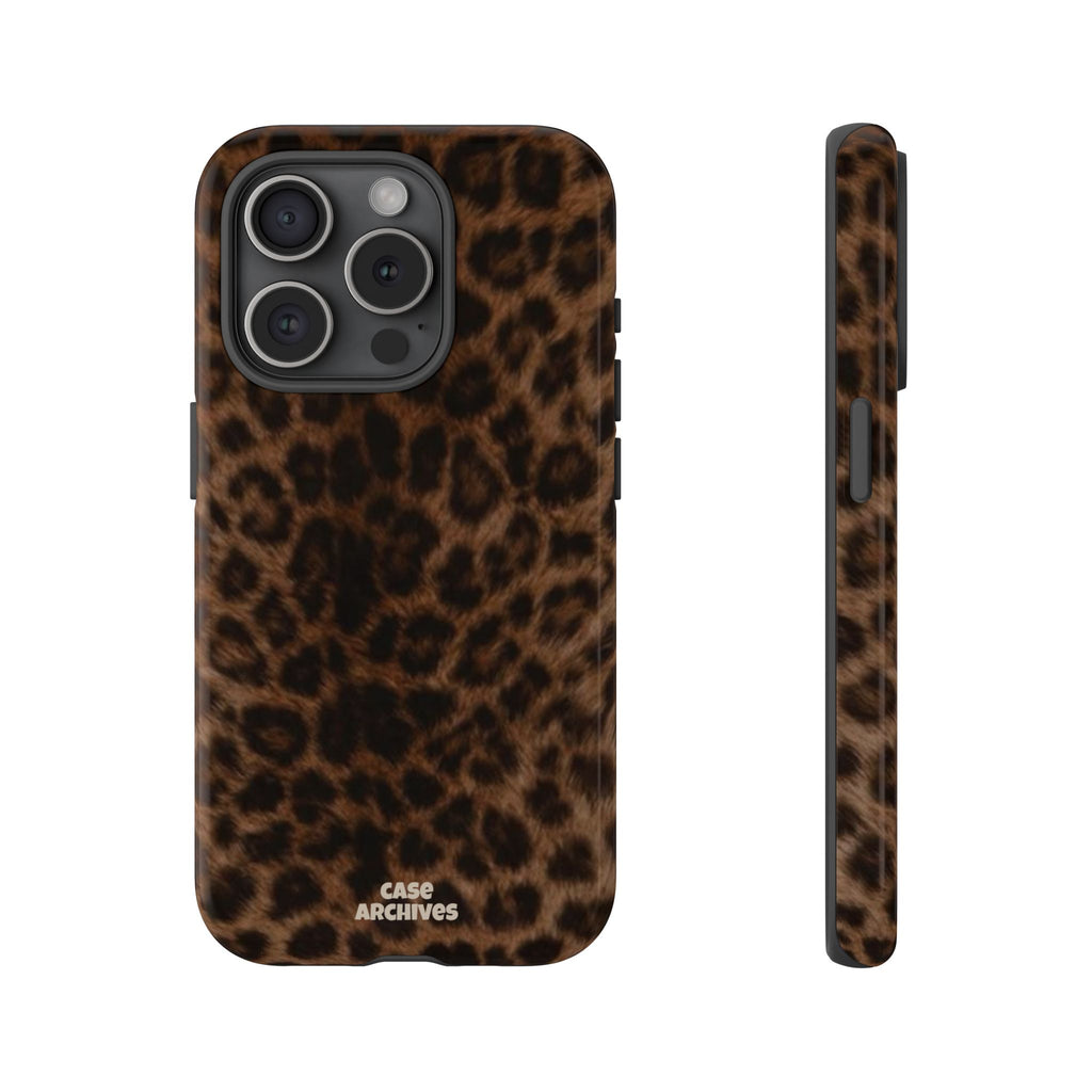 Leopard Print Phone Case — Protective Tough Case with Brown Animal Print