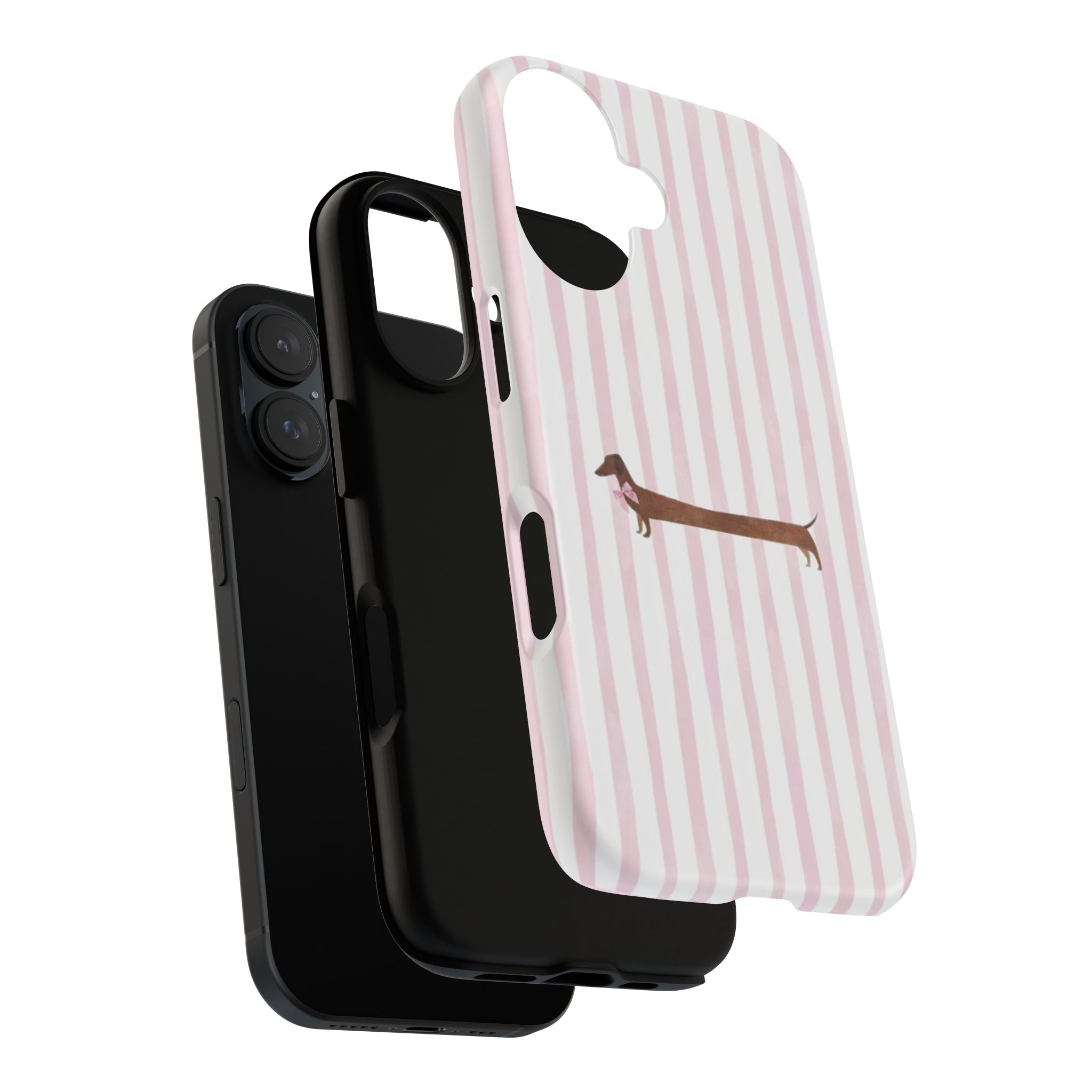 Dachshund Stripe Phone Case — Cute Pink Wiener Dog Protective Case