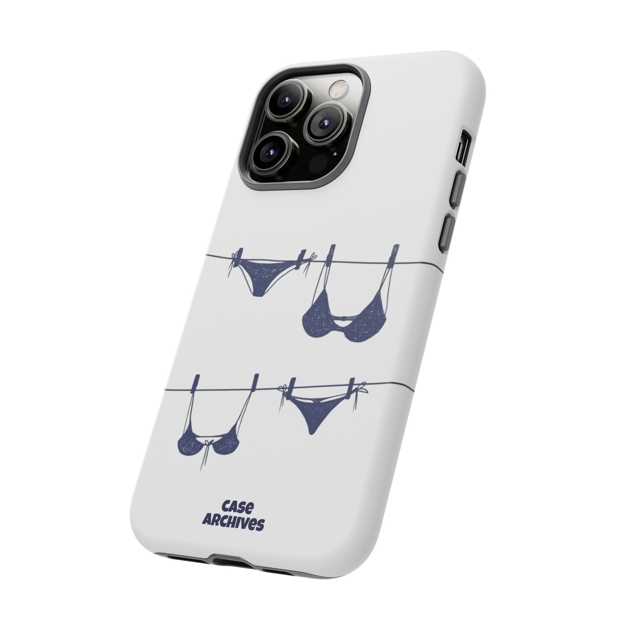 Phone Case — Blue swimsuit Clothesline Illustration Protective Cover