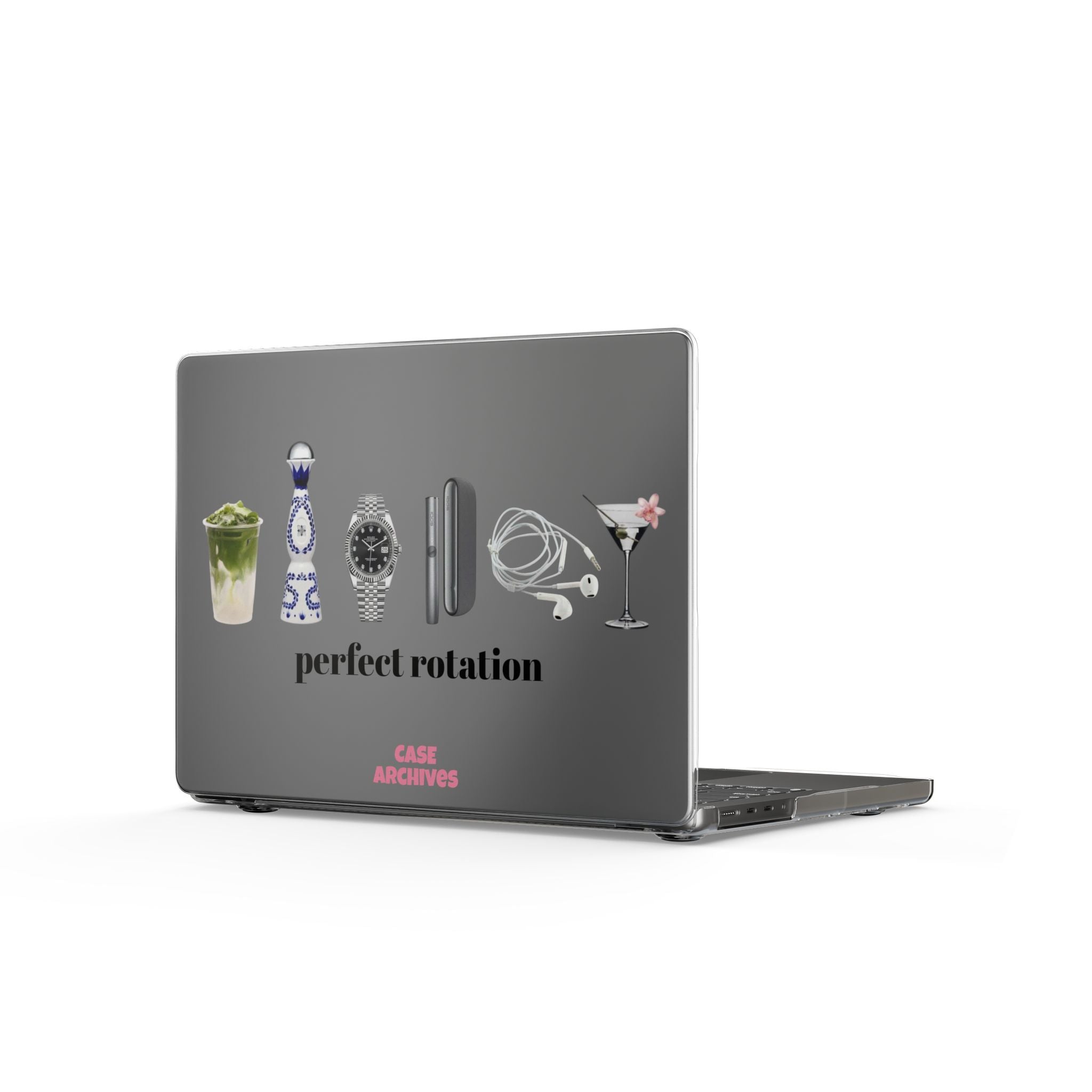 Clear MacBook Case — "Perfect Rotation" Cocktail & Accessories Design