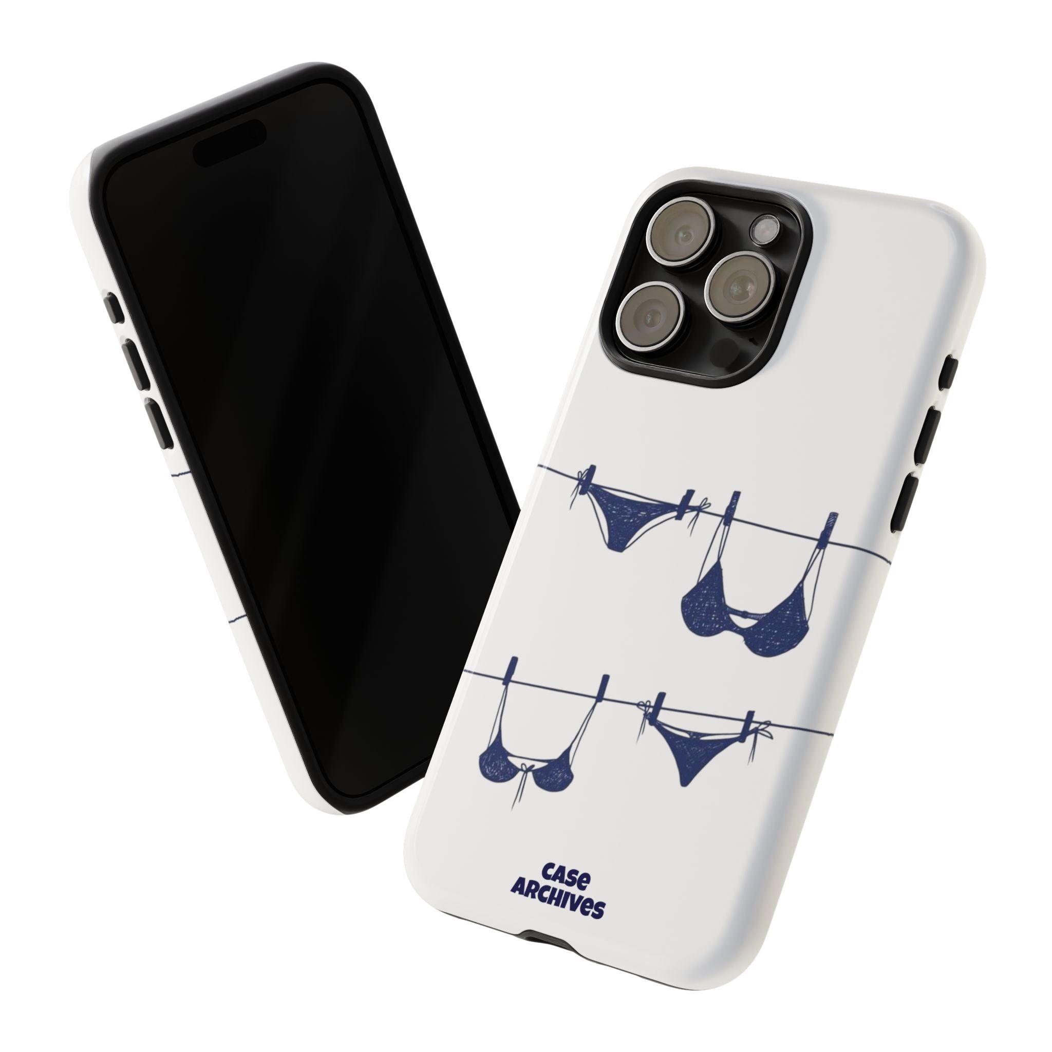 Phone Case — Blue swimsuit Clothesline Illustration Protective Cover