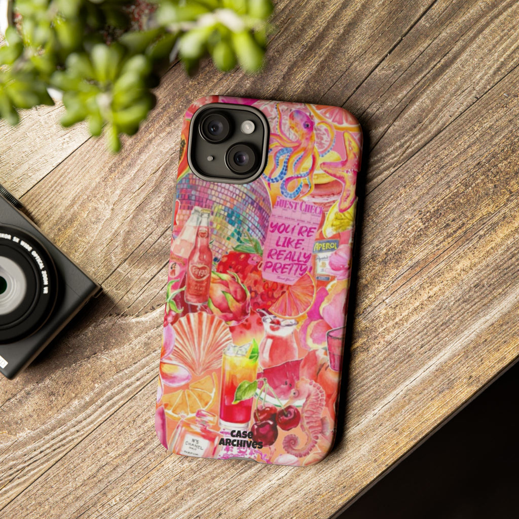 Phone Case — Pink Tropical Collage "You're Like, Really Pretty"