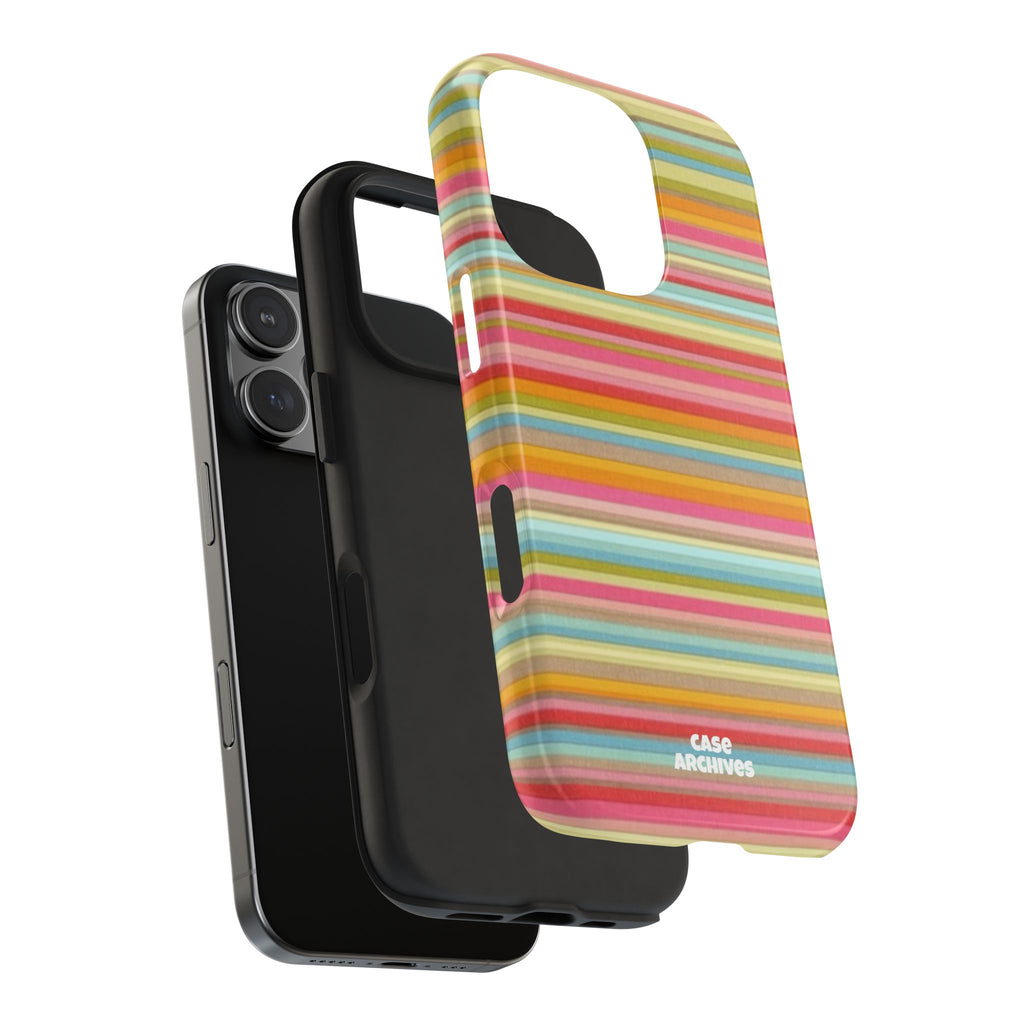 Tough Phone Case — Colorful Retro Striped Protective Cover